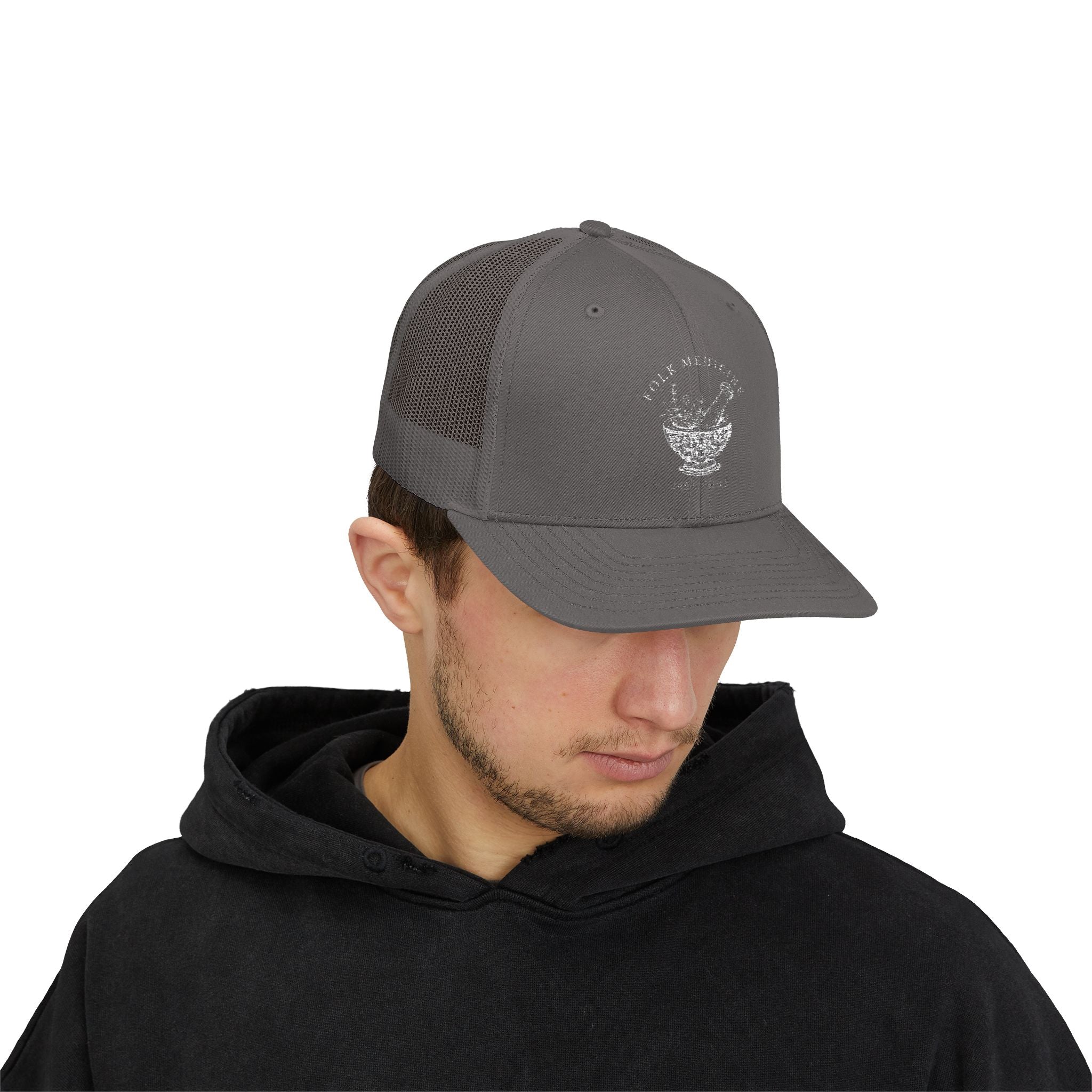 Snapback Trucker Cap, White Logo