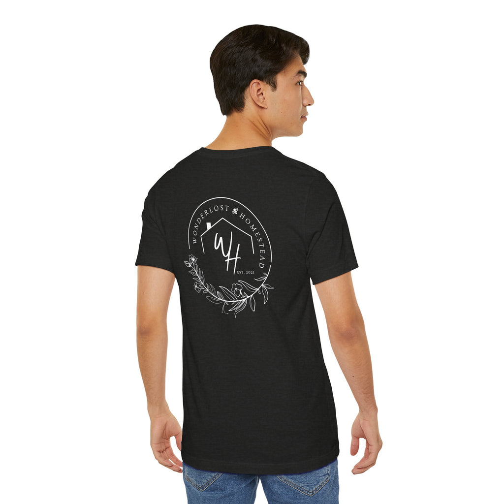 Unisex Short Sleeve T-Shirt, White Logo (Front/Back Designs)
