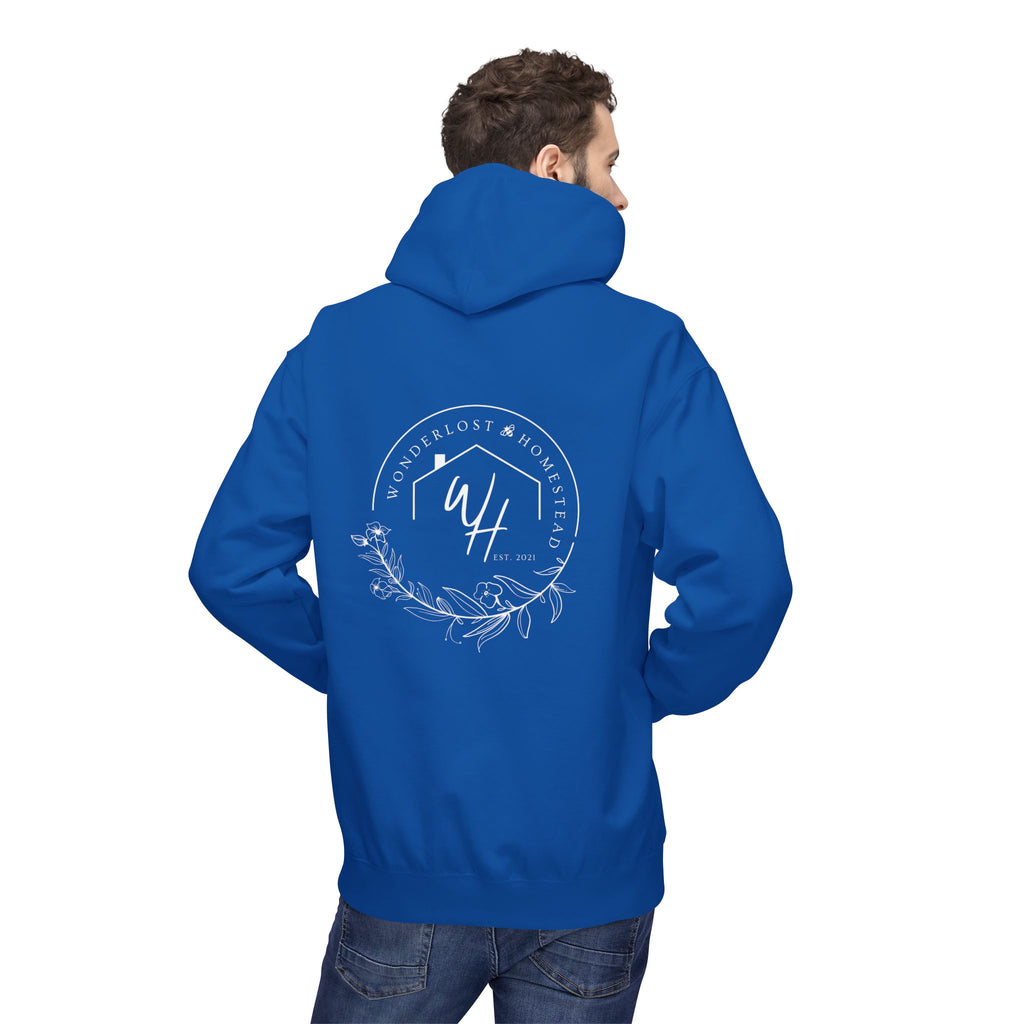 Unisex Hoodie, White Logo (Front/Back Designs)