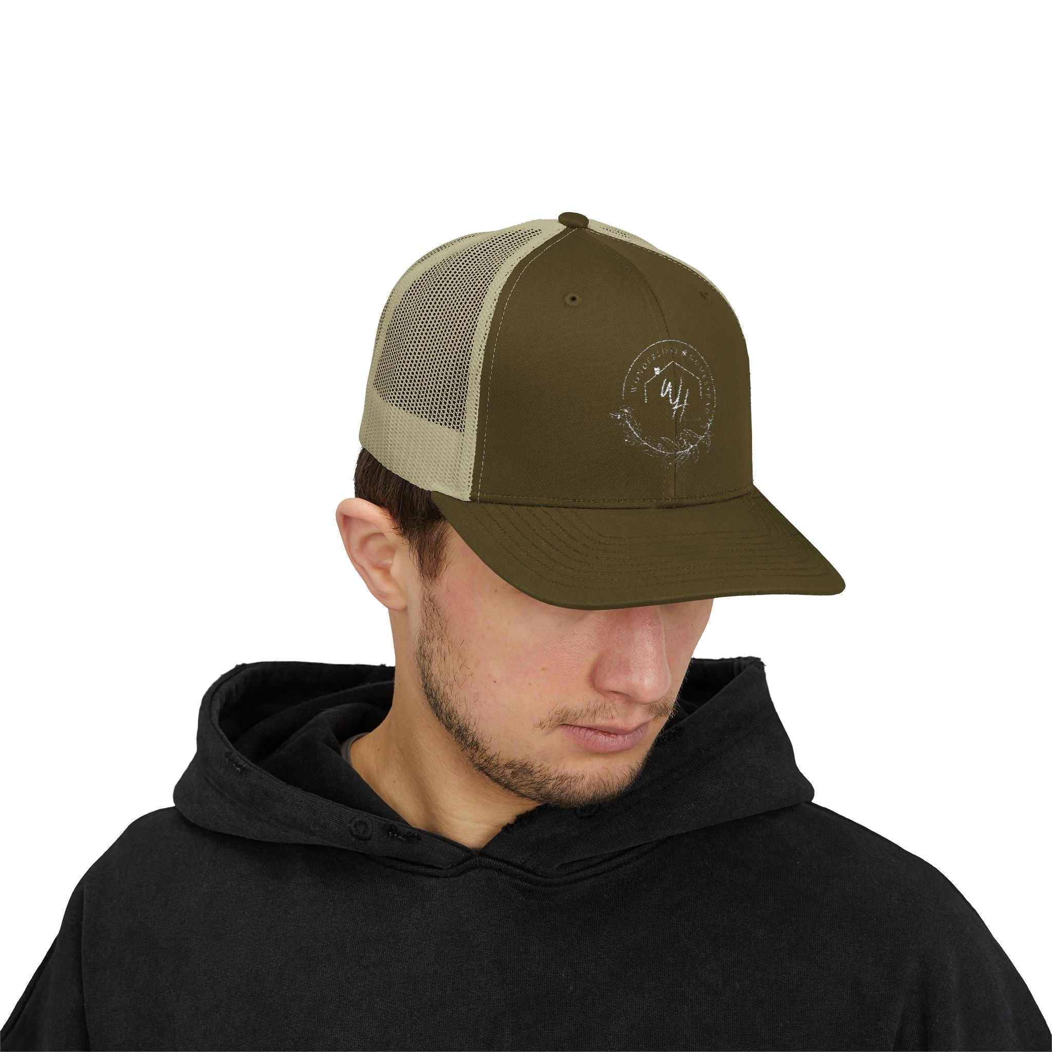 Snapback Trucker Cap, White Logo