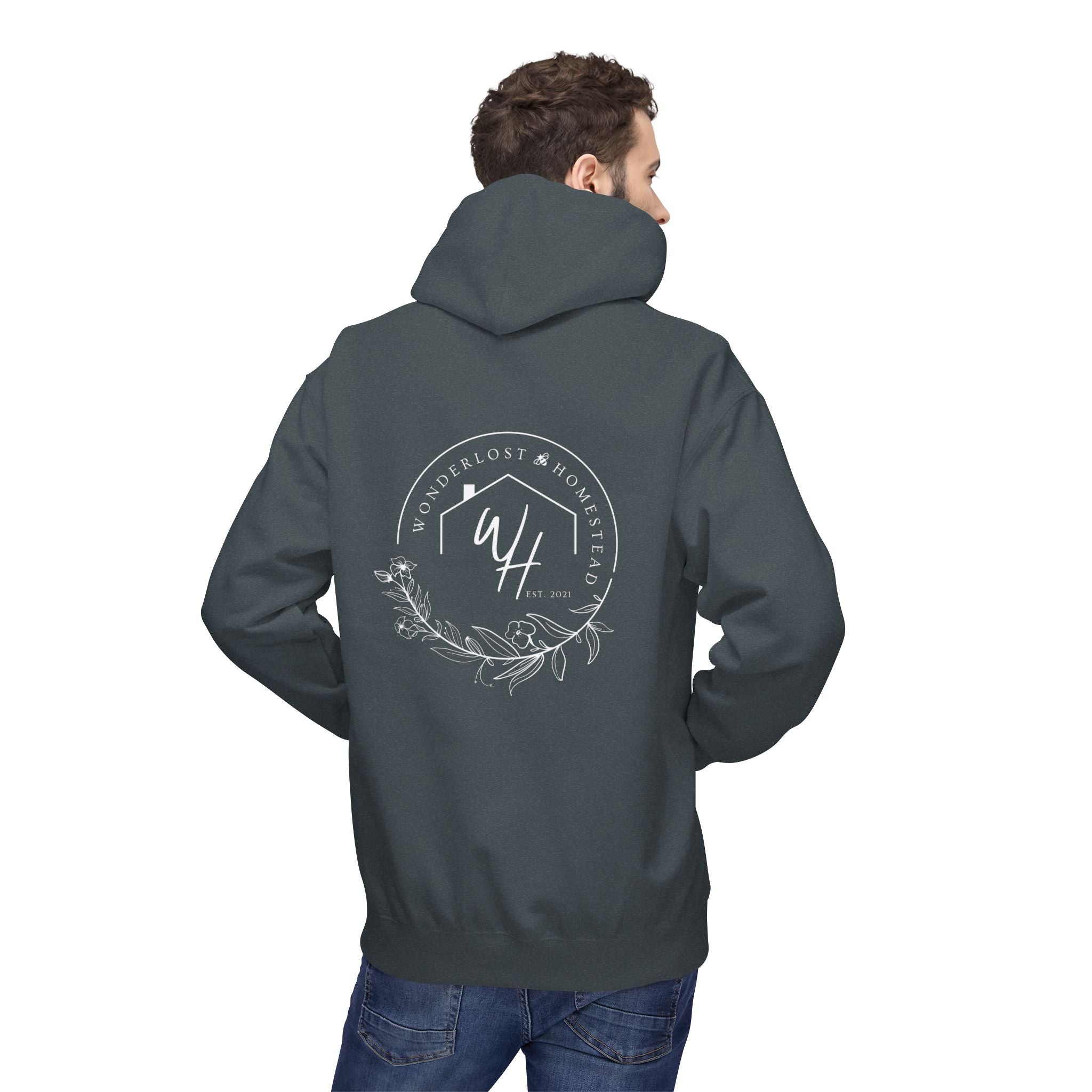 Unisex Hoodie, White Logo (Front/Back Designs)