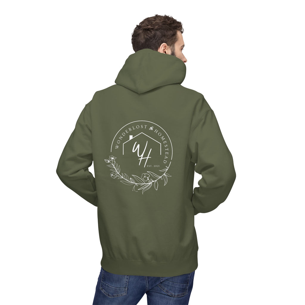 Unisex Hoodie, White Logo (Front/Back Designs)