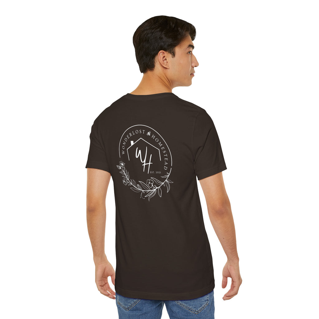 Unisex Short Sleeve T-Shirt, White Logo (Front/Back Designs)
