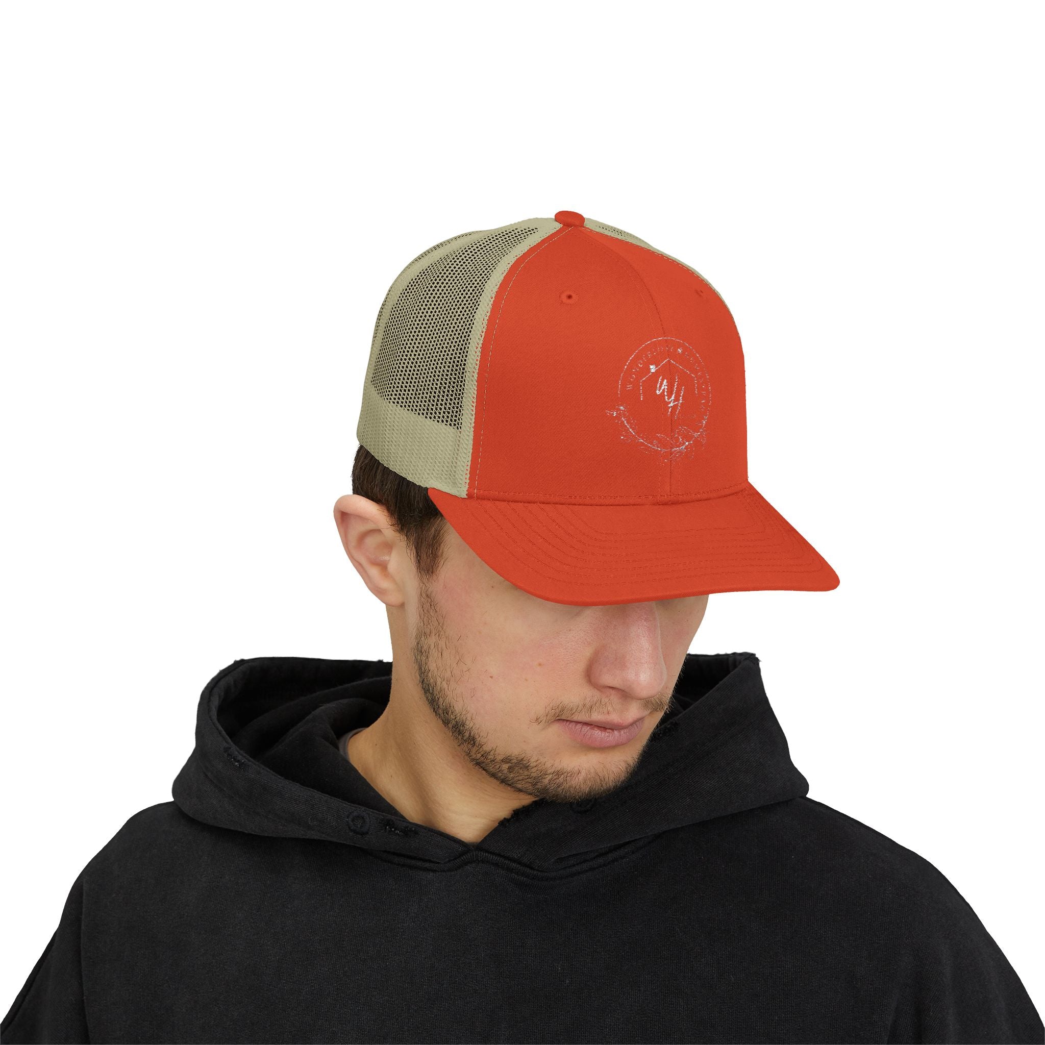 Snapback Trucker Cap, White Logo