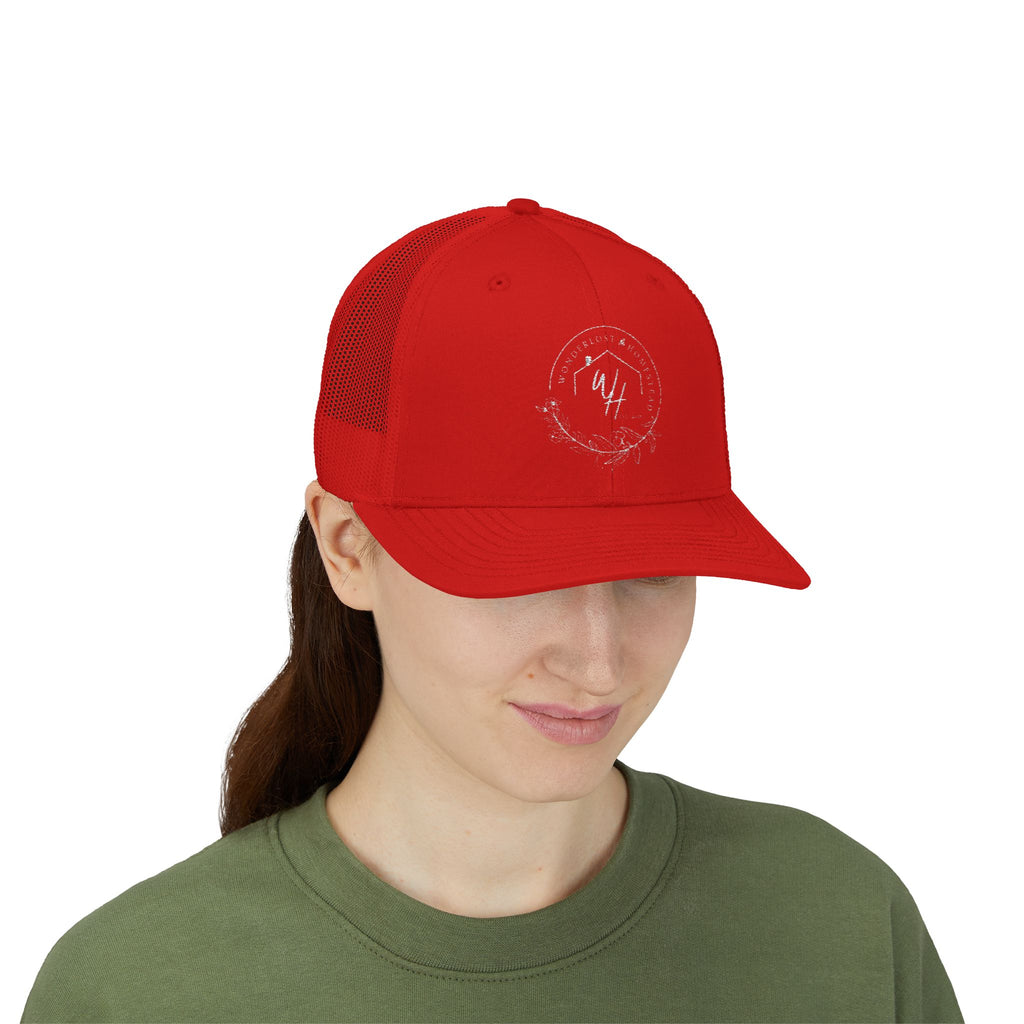 Snapback Trucker Cap, White Logo