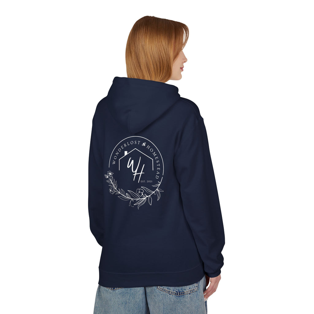 Unisex Hoodie, White Logo (Front/Back Designs)