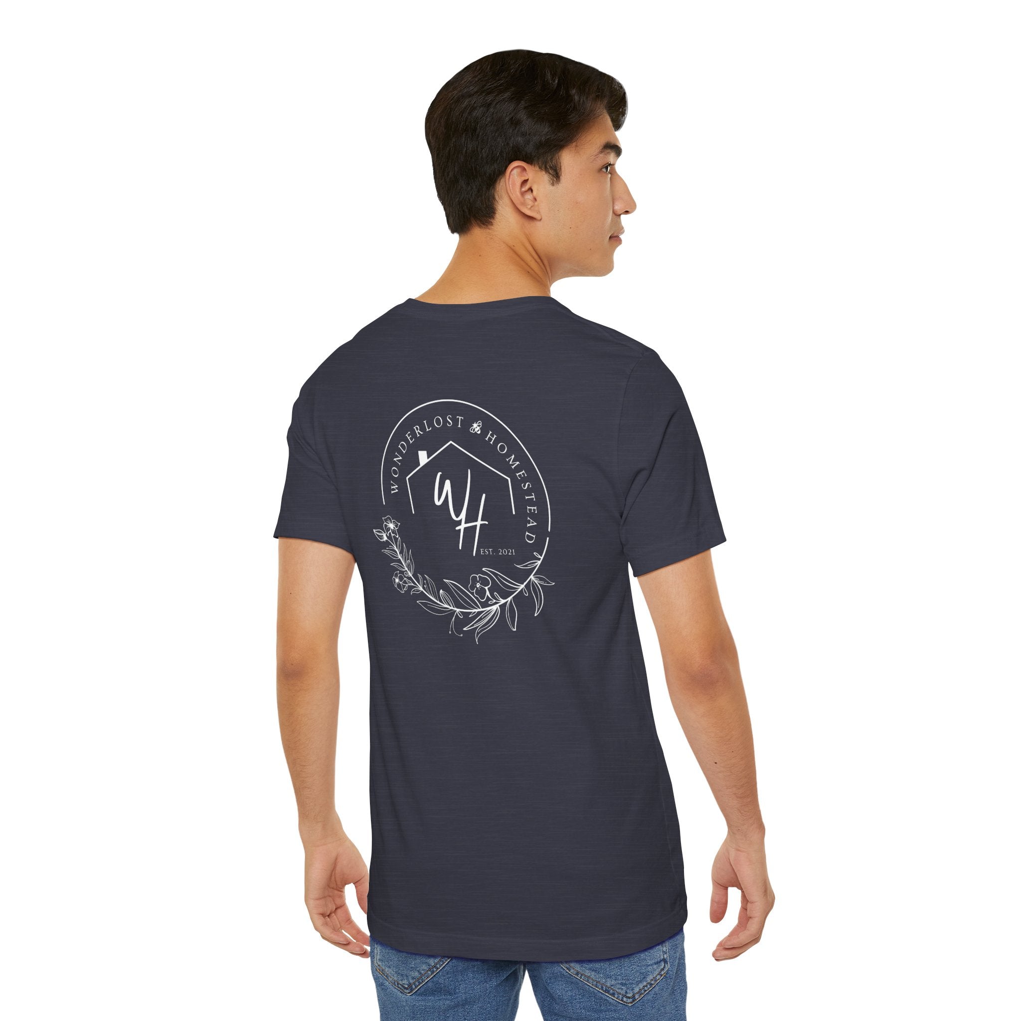 Unisex Short Sleeve T-Shirt, White Logo (Front/Back Designs)