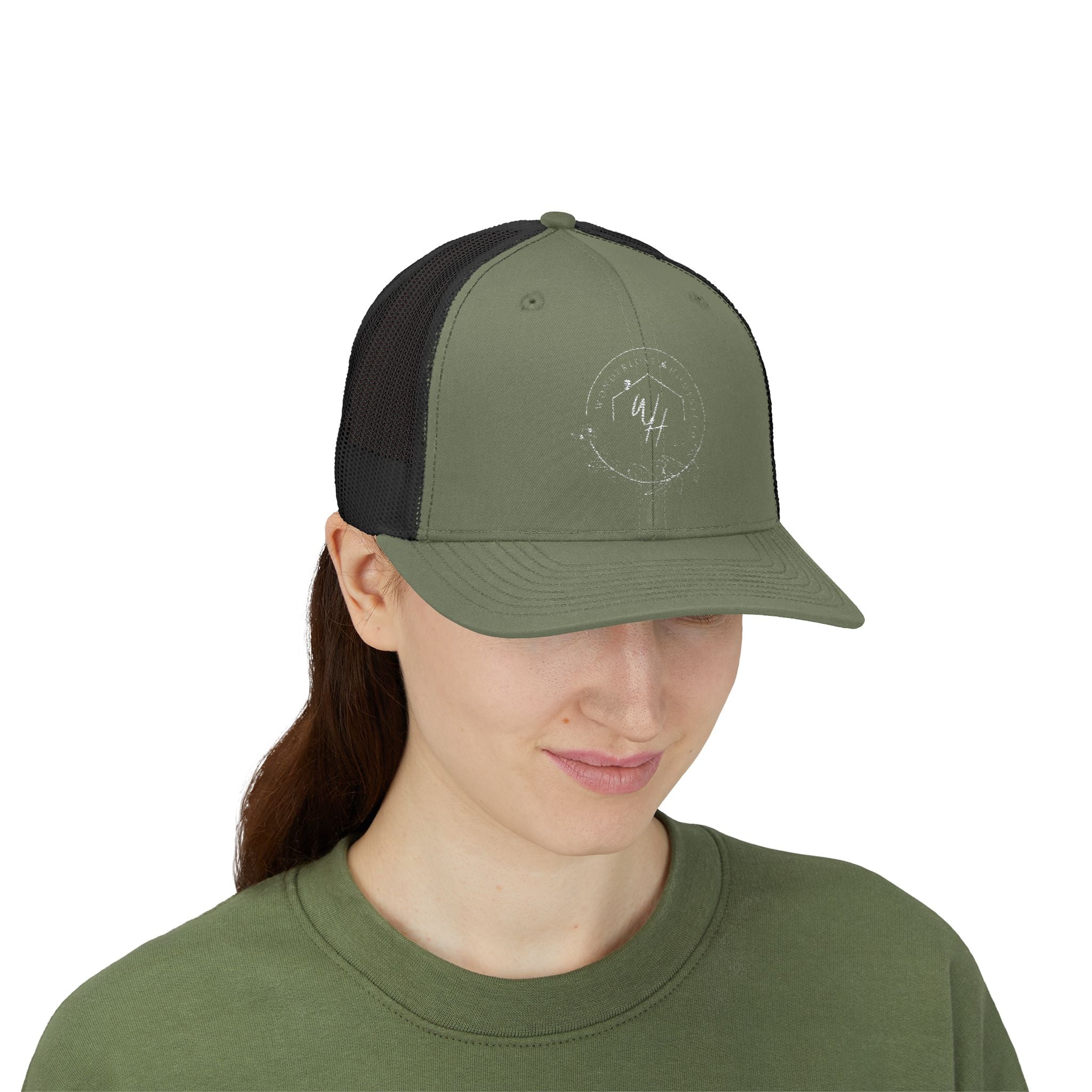 Snapback Trucker Cap, White Logo