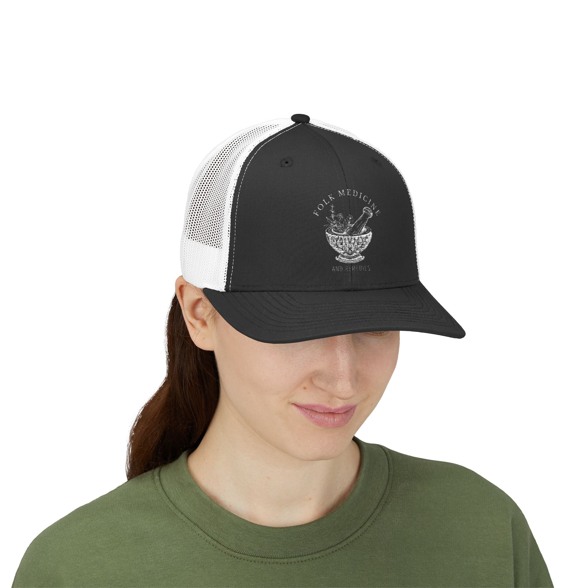 Snapback Trucker Cap, White Logo