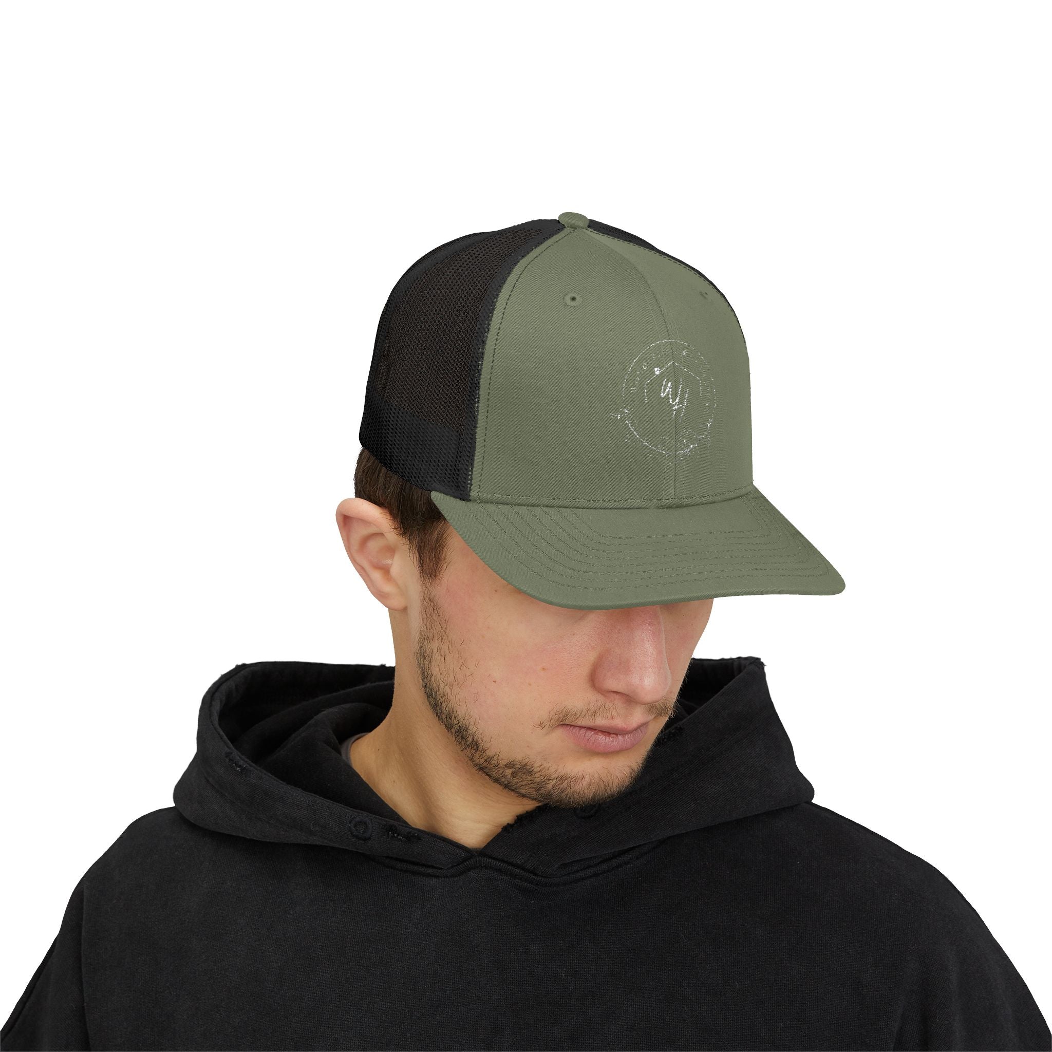 Snapback Trucker Cap, White Logo