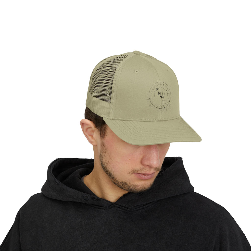 Snapback Trucker Cap, Black Logo