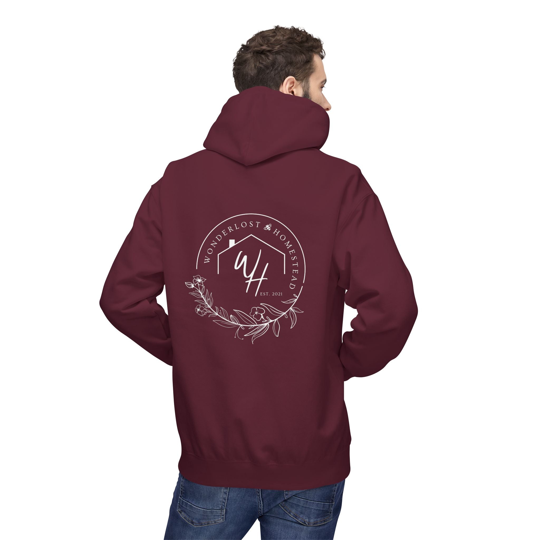 Unisex Hoodie, White Logo (Front/Back Designs)