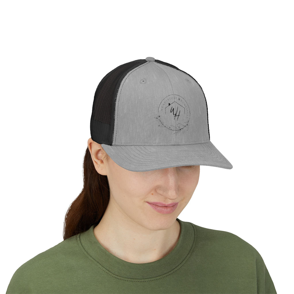 Snapback Trucker Cap, Black Logo