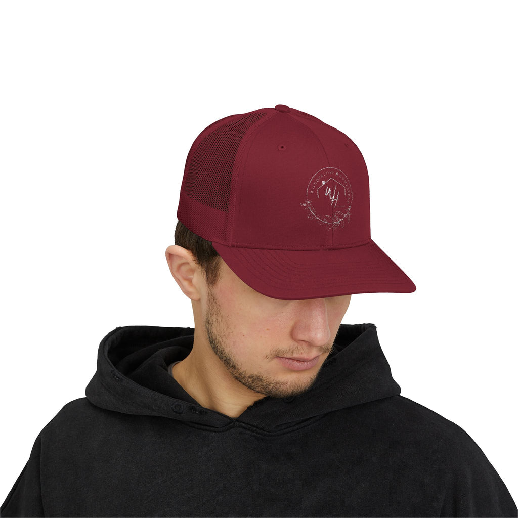 Snapback Trucker Cap, White Logo