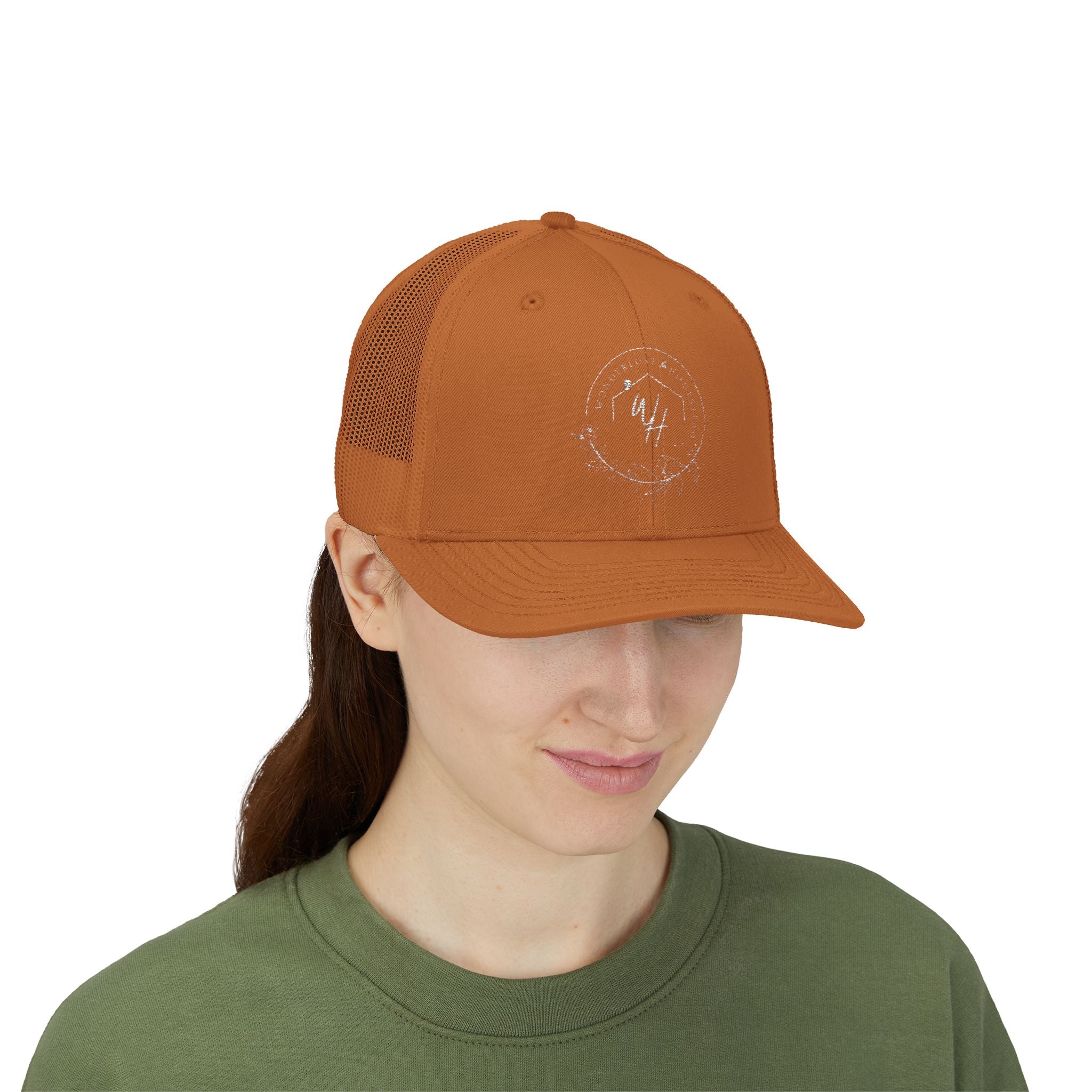 Snapback Trucker Cap, White Logo
