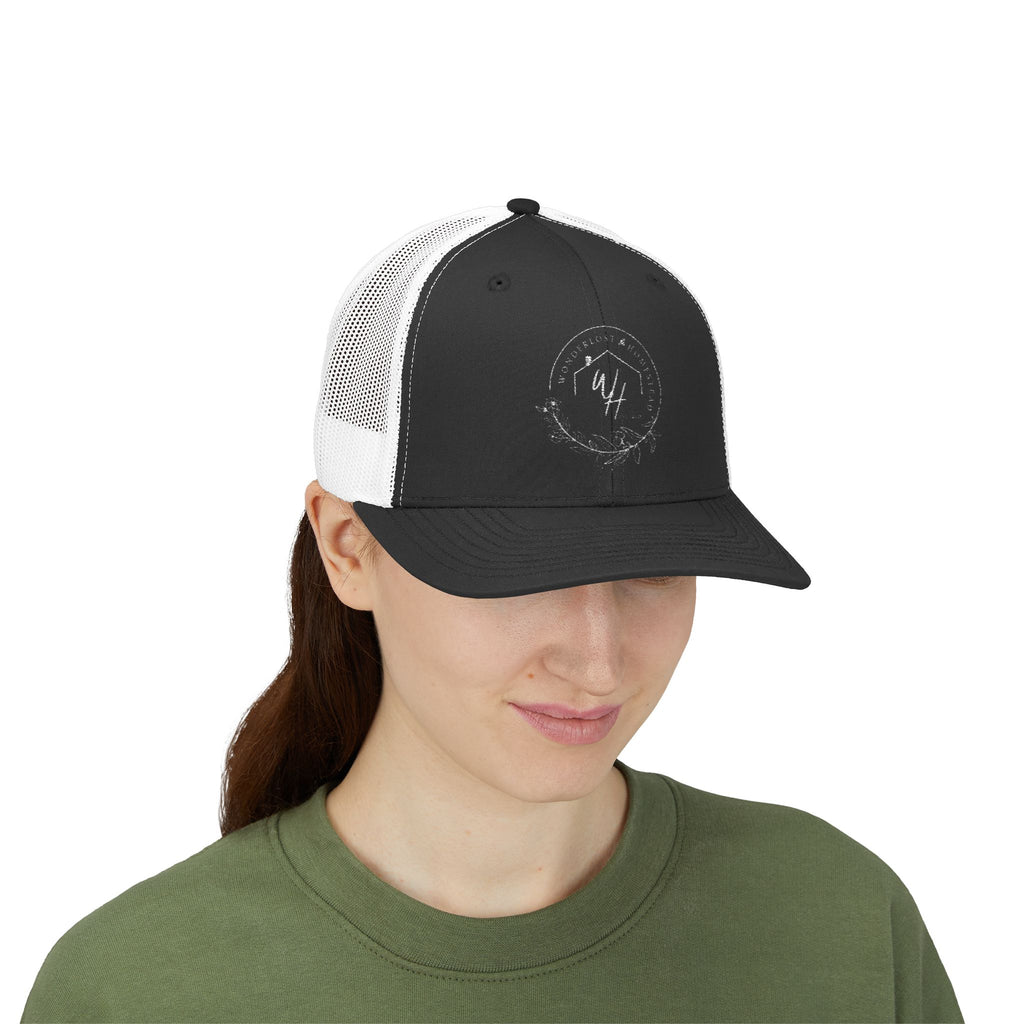 Snapback Trucker Cap, White Logo