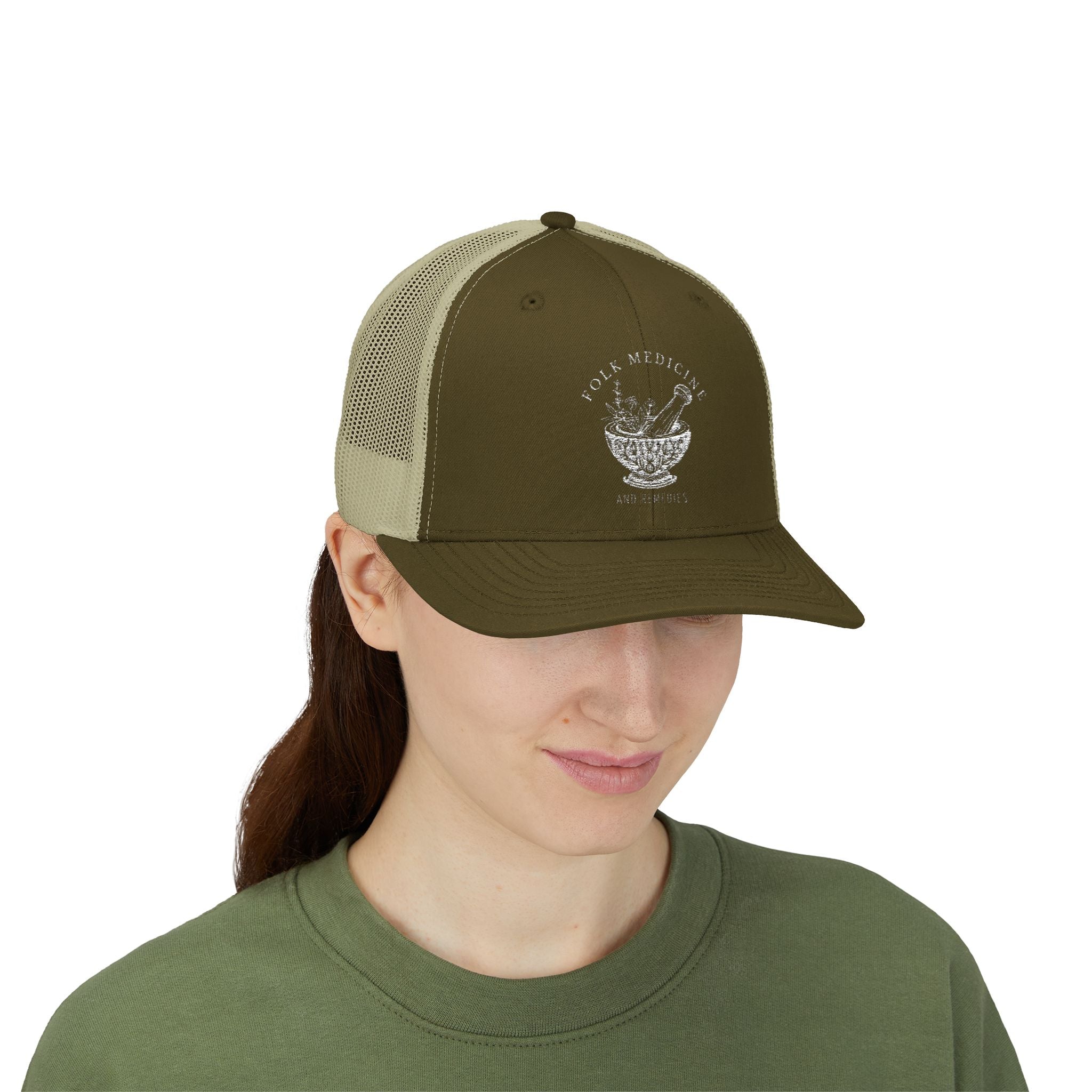 Snapback Trucker Cap, White Logo