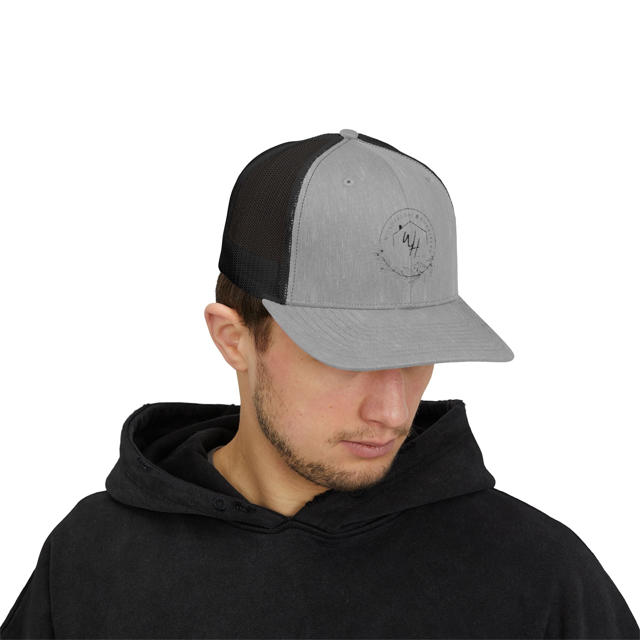 Snapback Trucker Cap, Black Logo