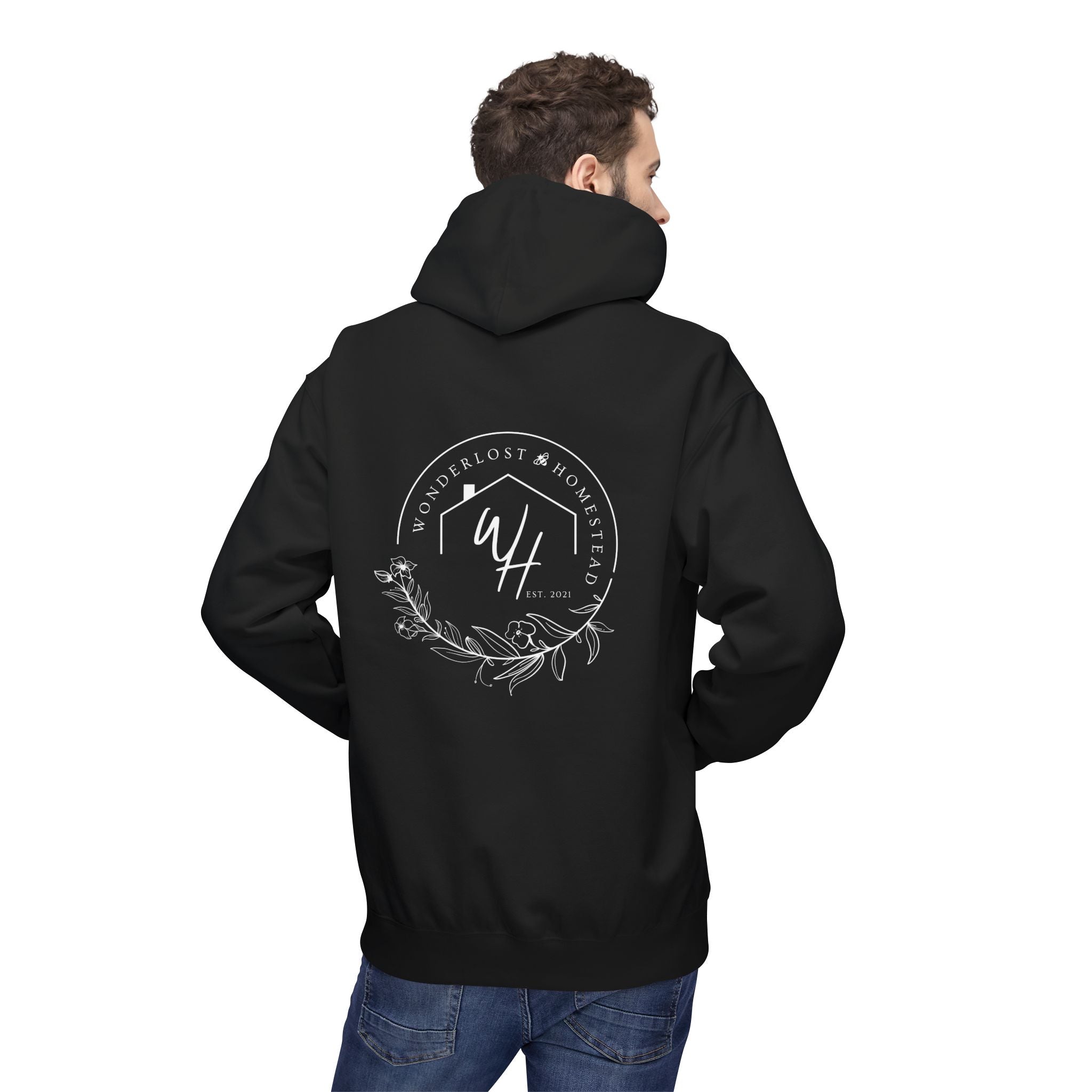 Unisex Hoodie, White Logo (Front/Back Designs)