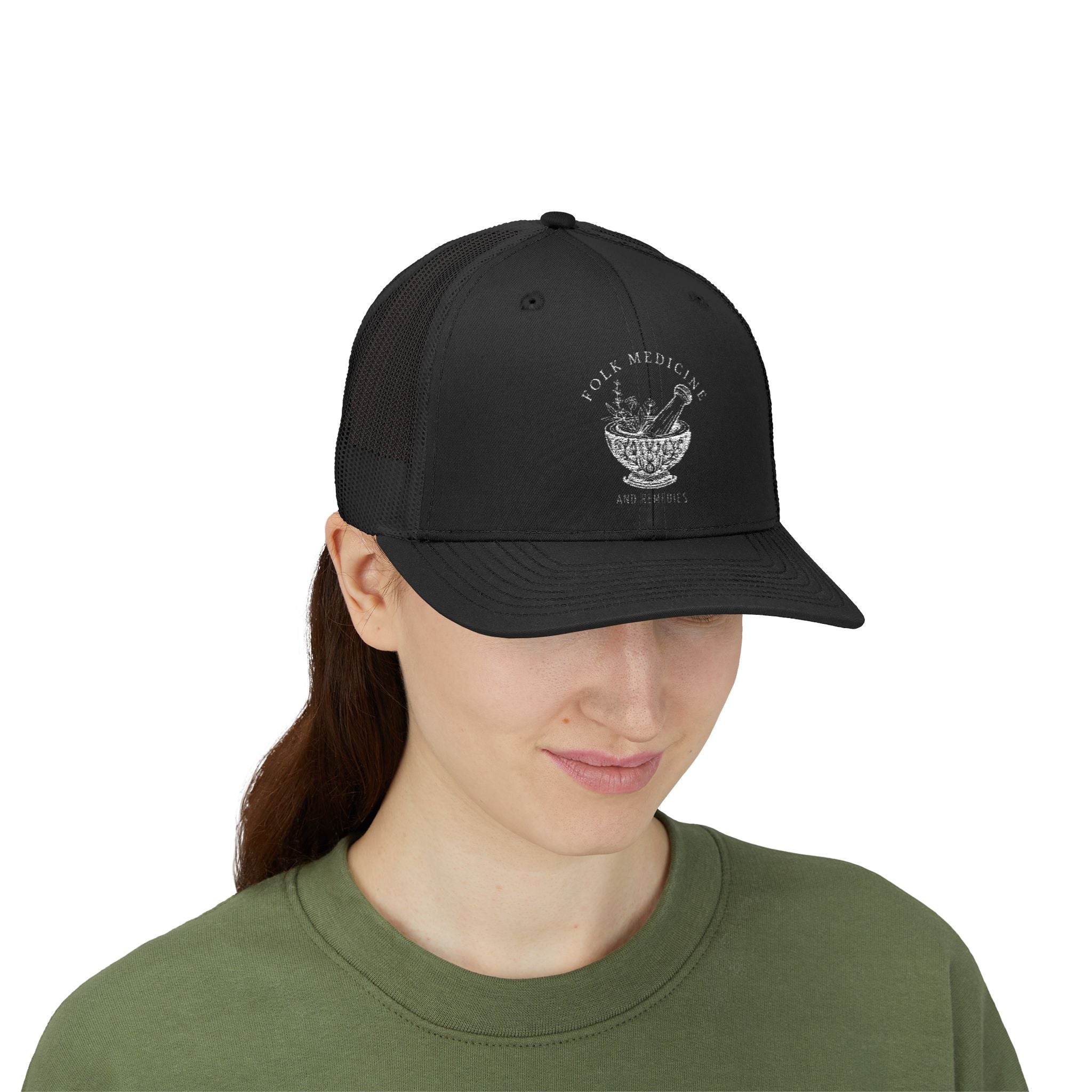 Snapback Trucker Cap, White Logo