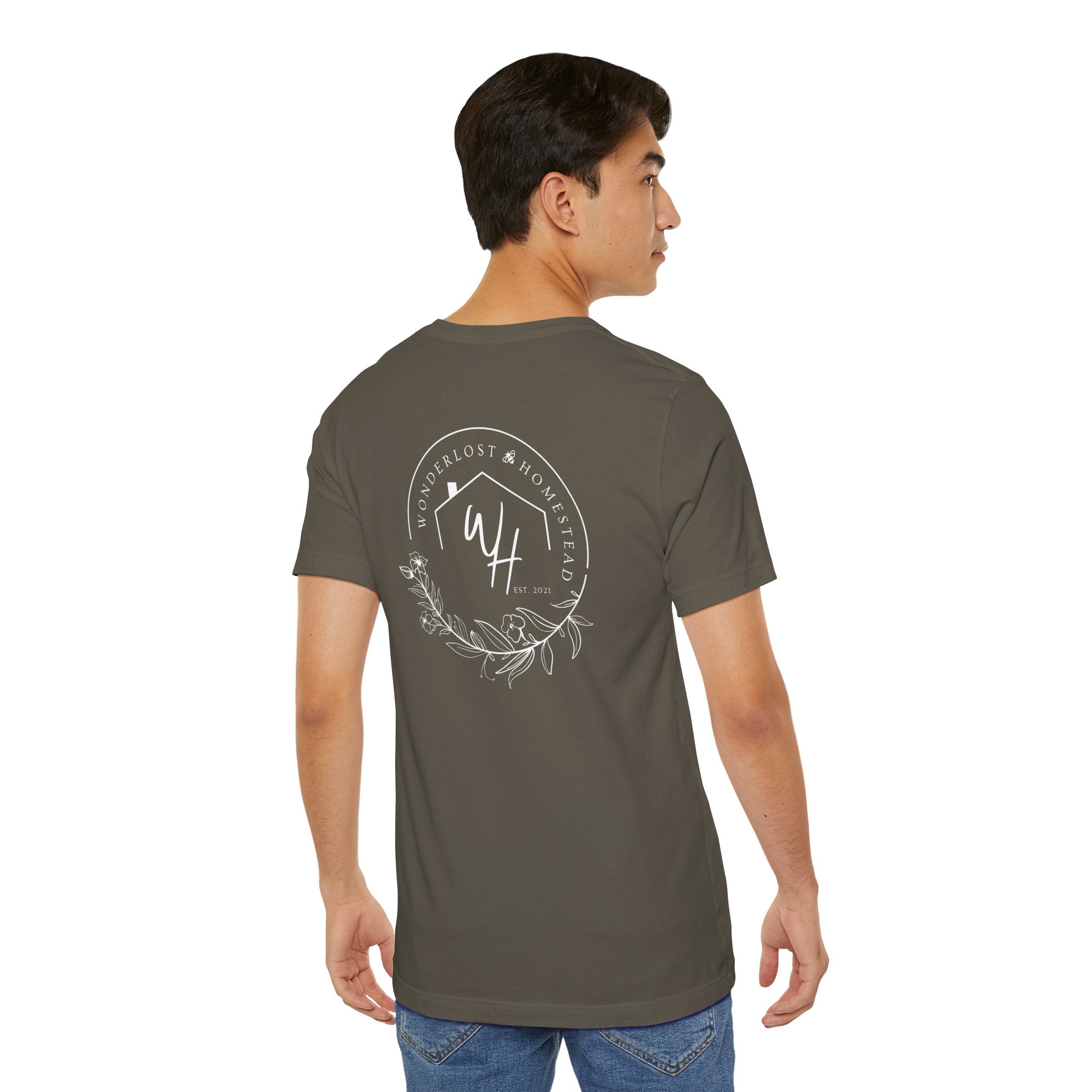 Unisex Short Sleeve T-Shirt, White Logo (Front/Back Designs)