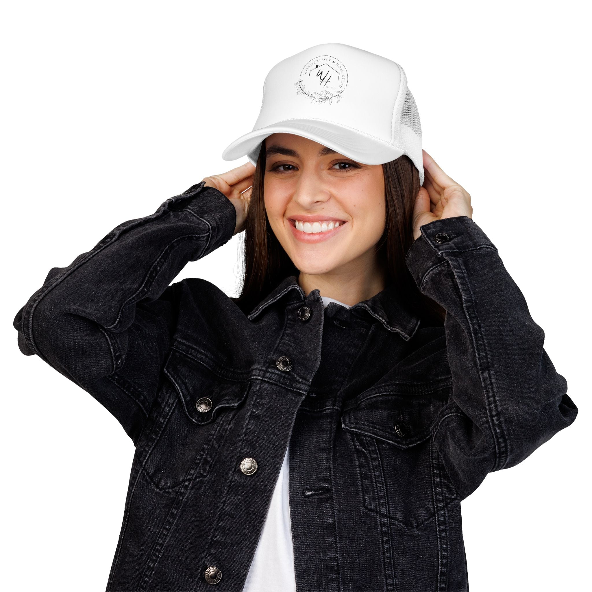 Foam Trucker Hat, Black Logo