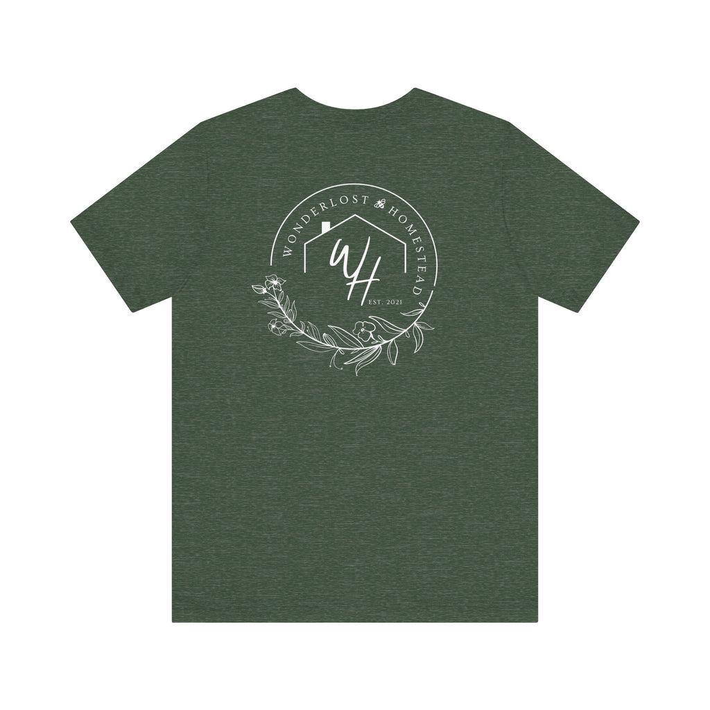 Unisex Short Sleeve T-Shirt, White Logo (Front/Back Designs)