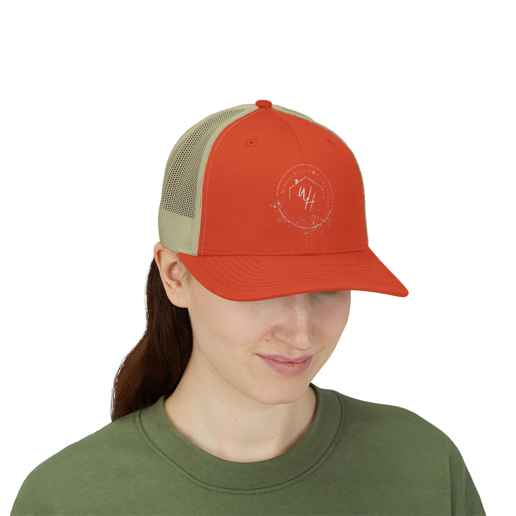 Snapback Trucker Cap, White Logo
