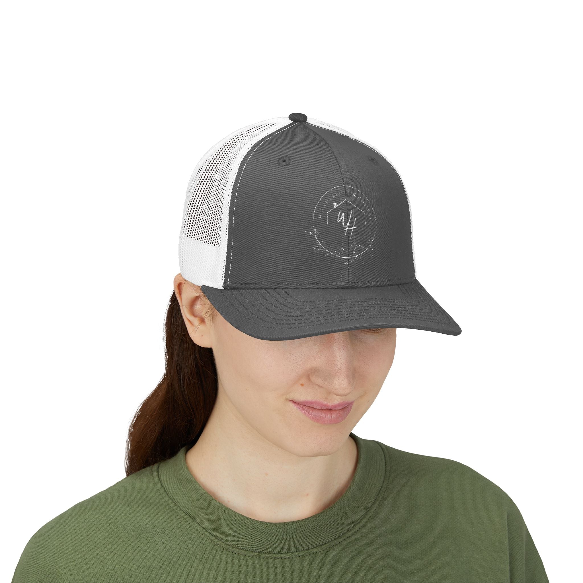 Snapback Trucker Cap, White Logo