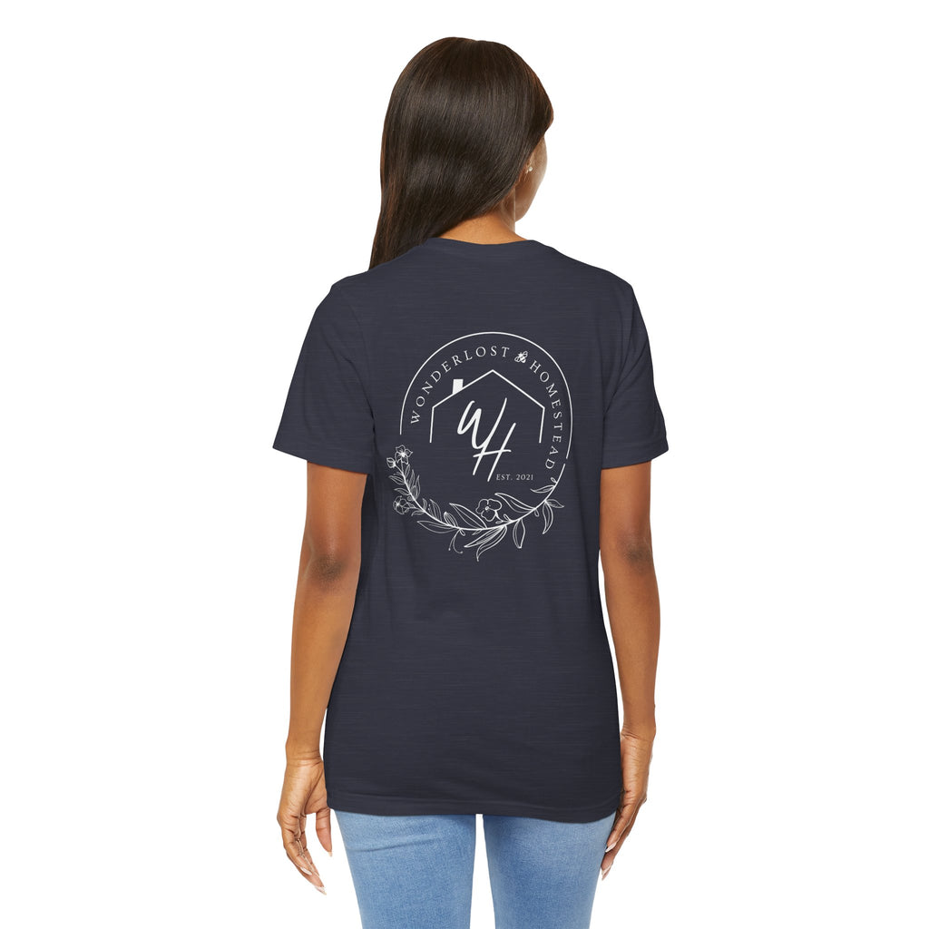 Unisex Short Sleeve T-Shirt, White Logo (Front/Back Designs)