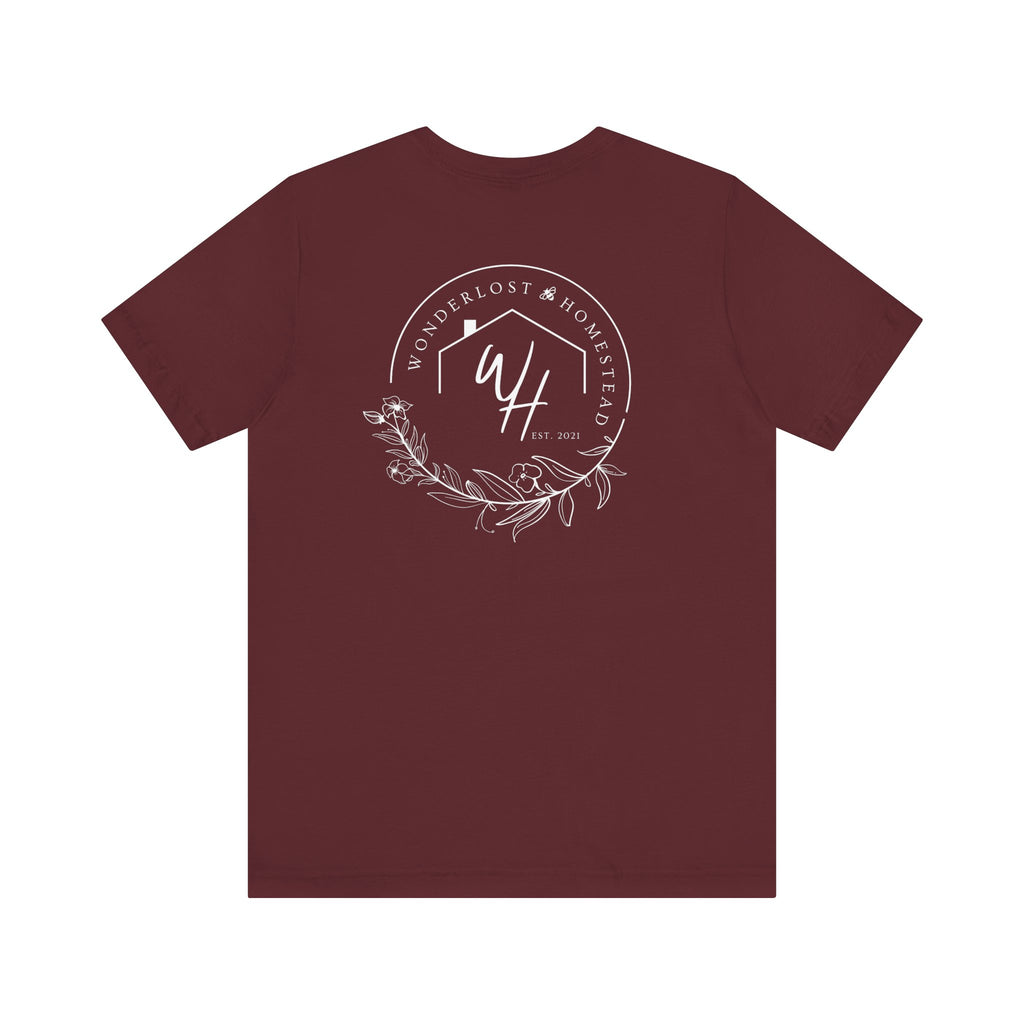 Unisex Short Sleeve T-Shirt, White Logo (Front/Back Designs)