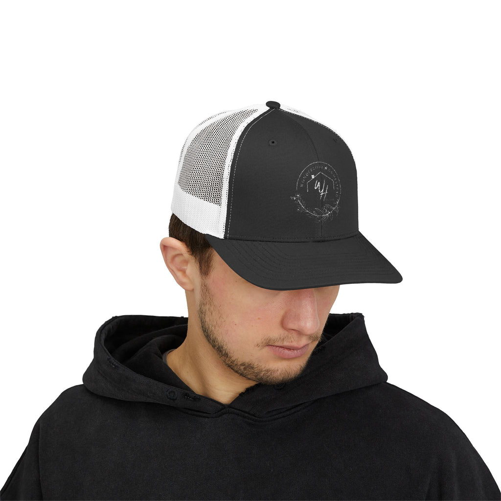 Snapback Trucker Cap, White Logo
