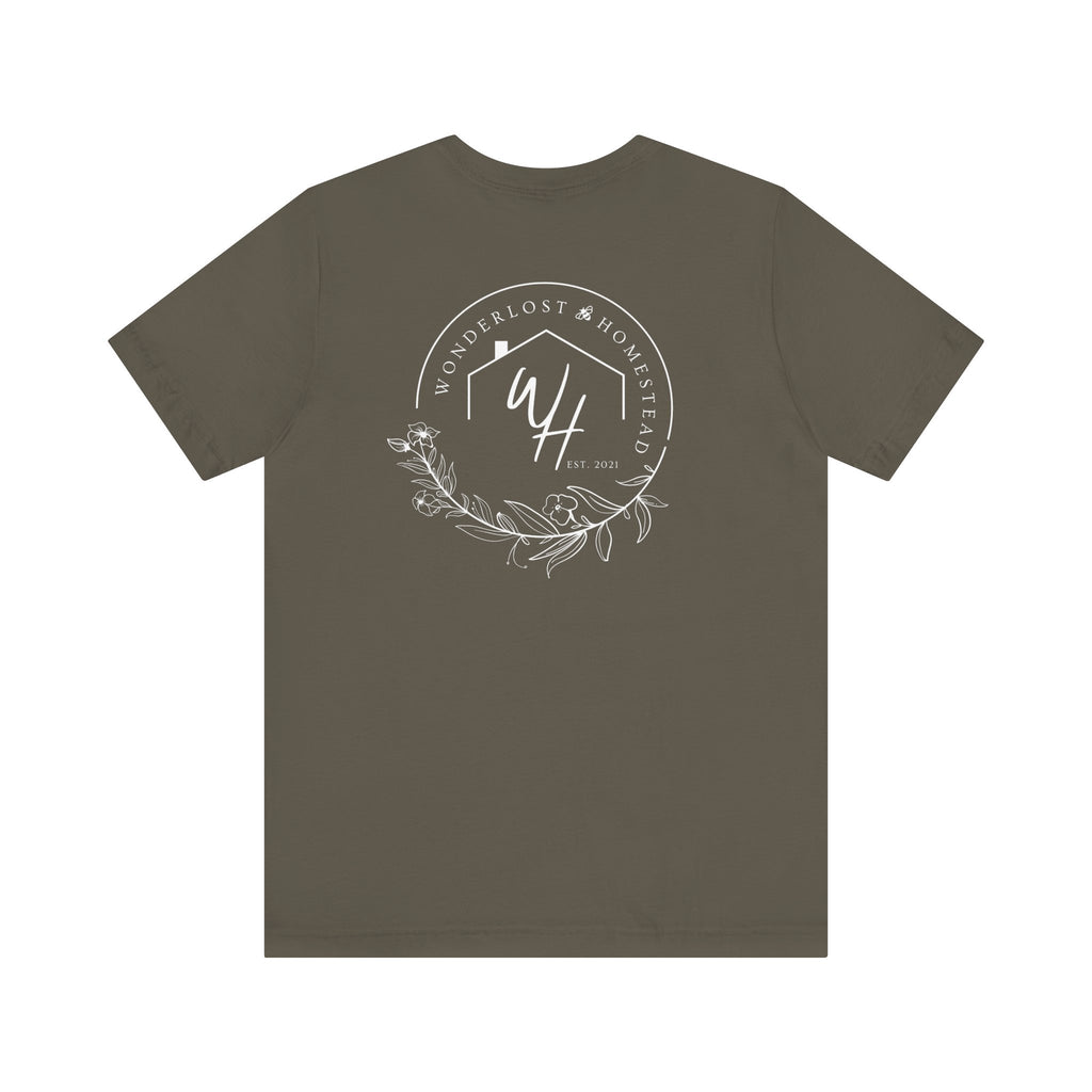 Unisex Short Sleeve T-Shirt, White Logo (Front/Back Designs)