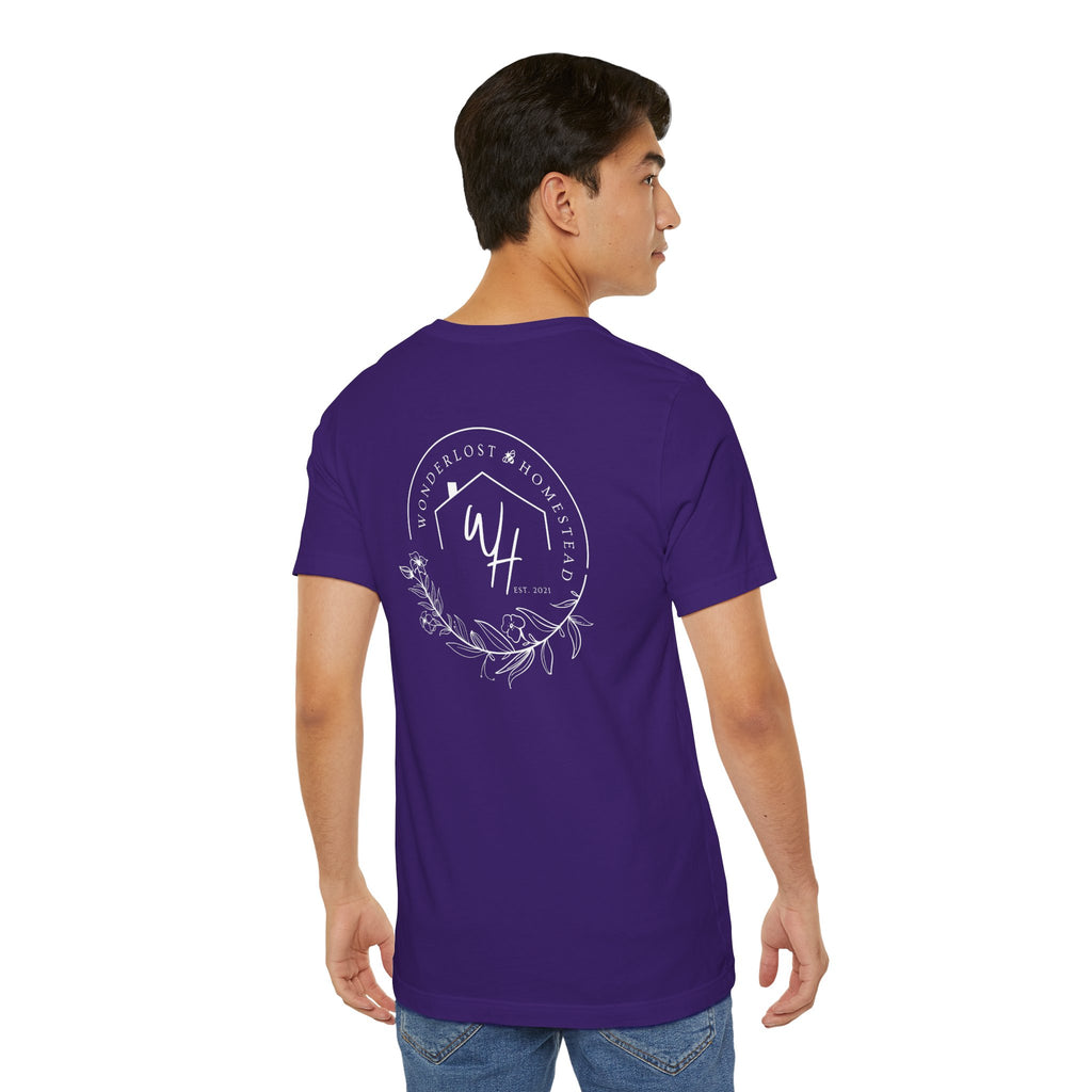 Unisex Short Sleeve T-Shirt, White Logo (Front/Back Designs)