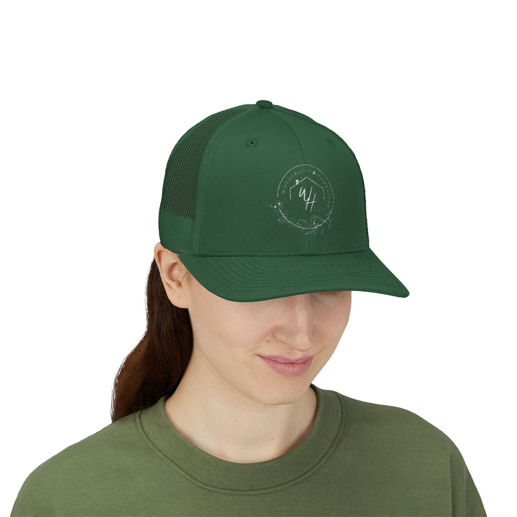 Snapback Trucker Cap, White Logo