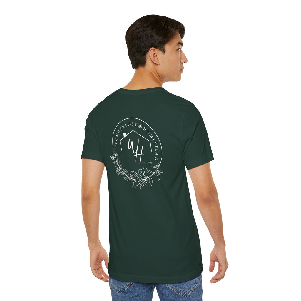 Unisex Short Sleeve T-Shirt, White Logo (Front/Back Designs)