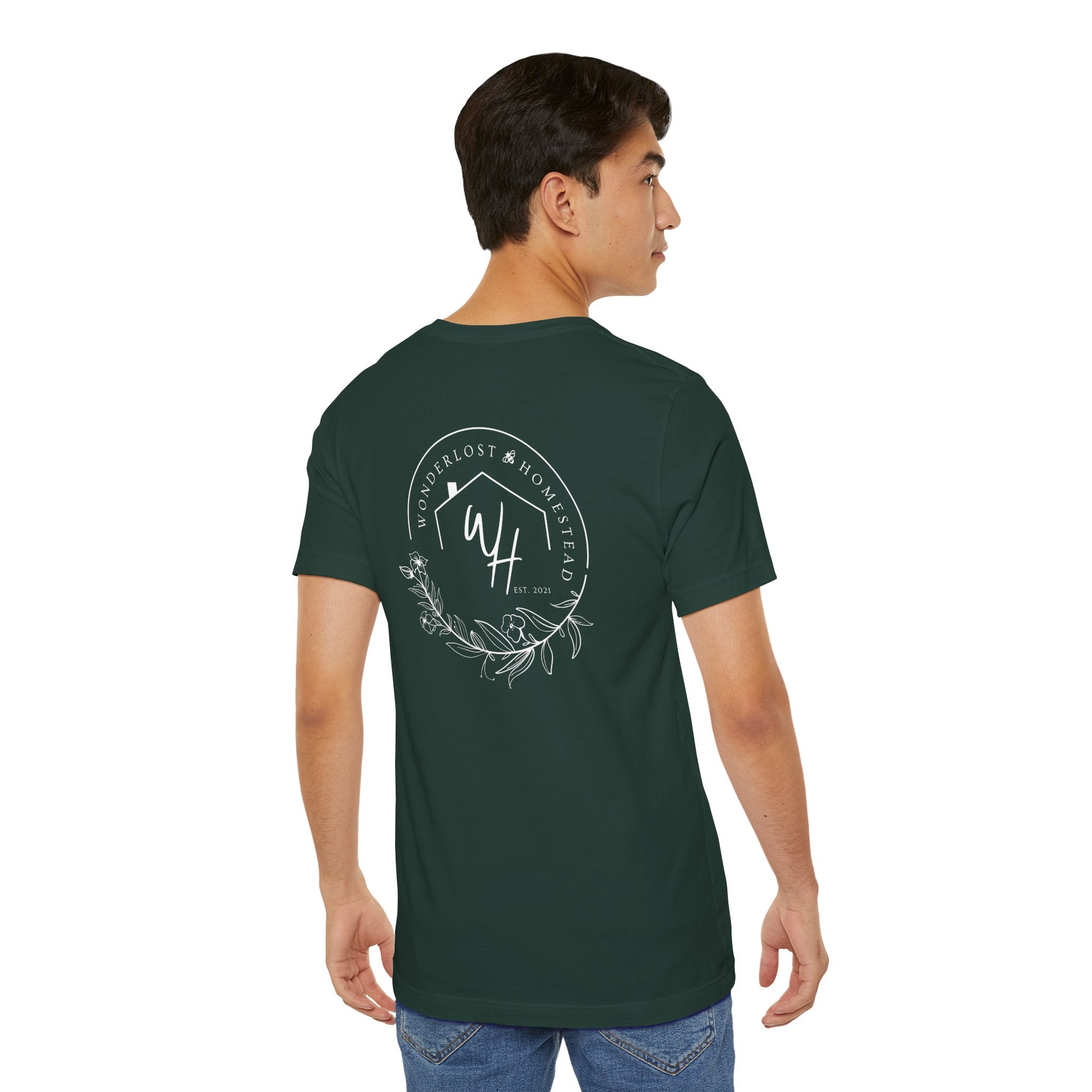 Unisex Short Sleeve T-Shirt, White Logo (Front/Back Designs)