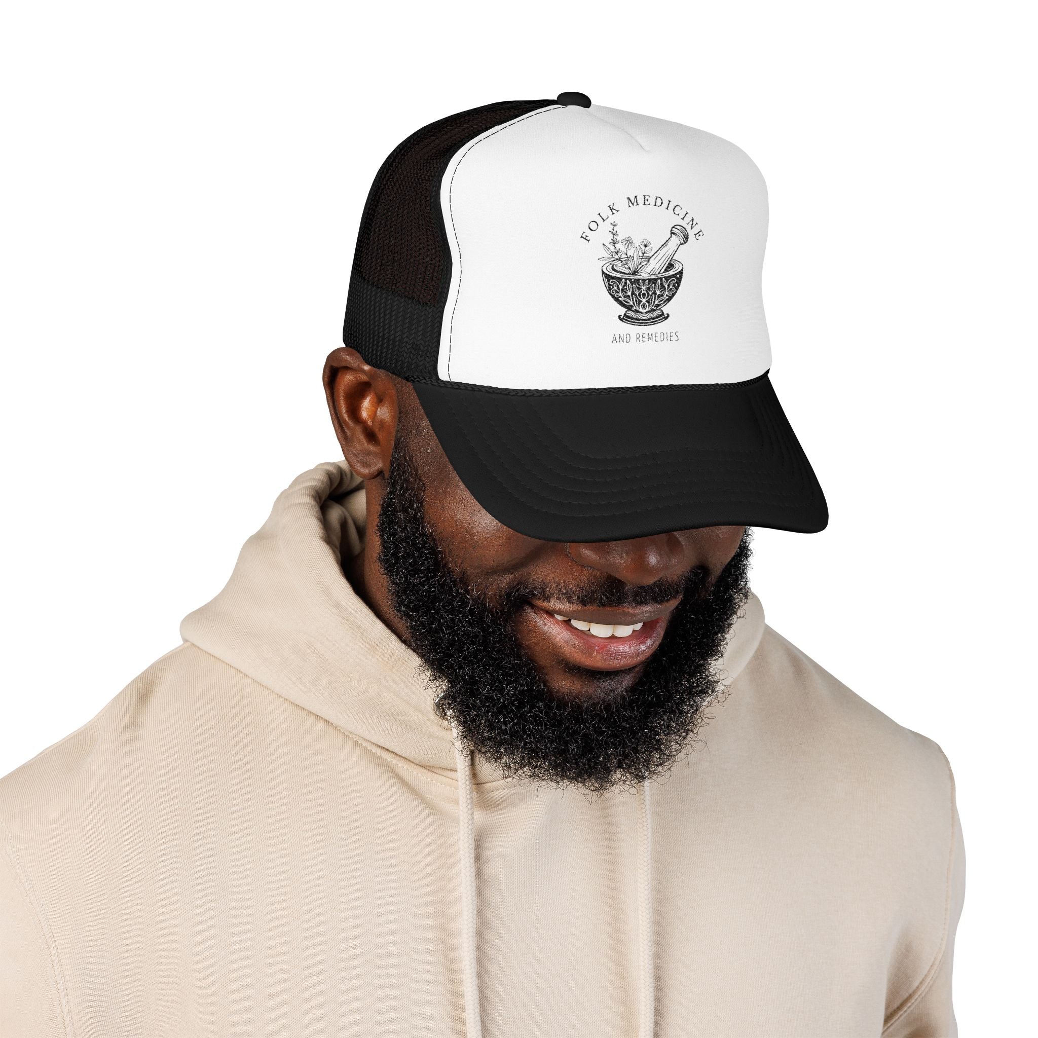 Foam Trucker Hat, Black Logo