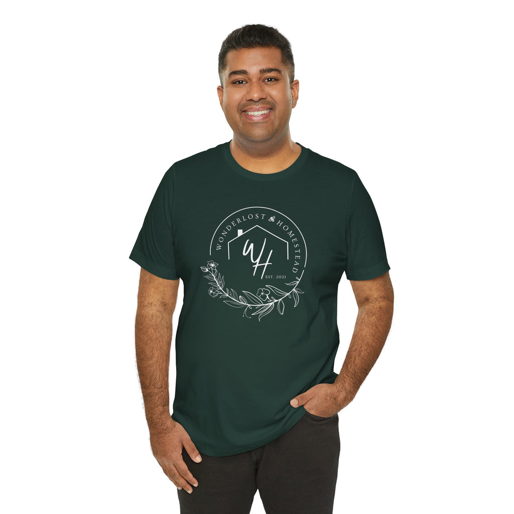 Unisex Short Sleeve T-Shirt, White Logo