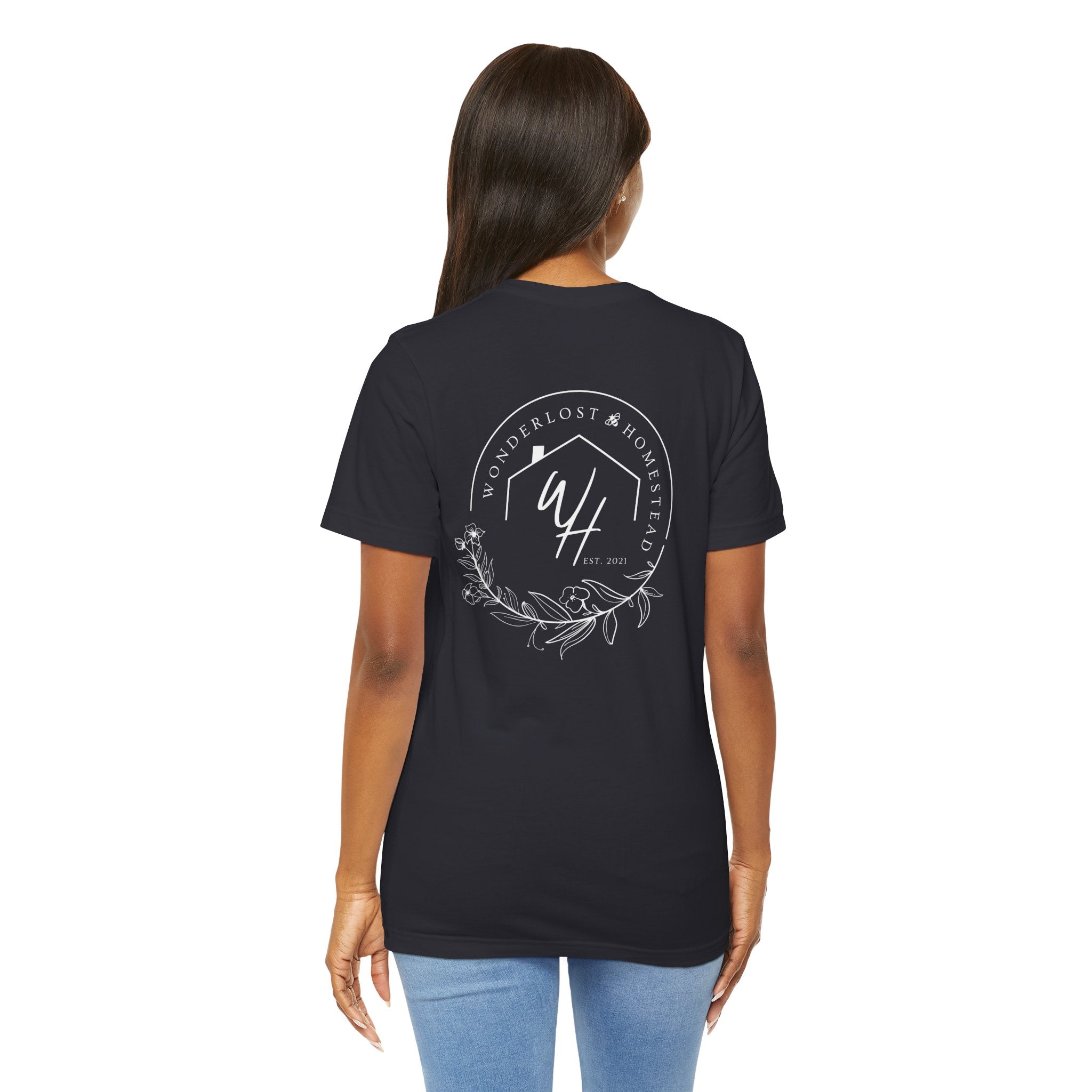 Unisex Short Sleeve T-Shirt, White Logo (Front/Back Designs)