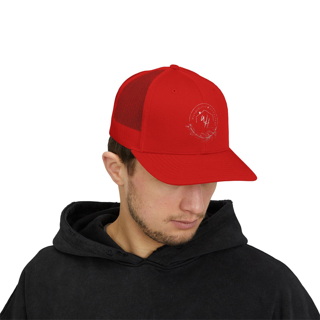 Snapback Trucker Cap, White Logo