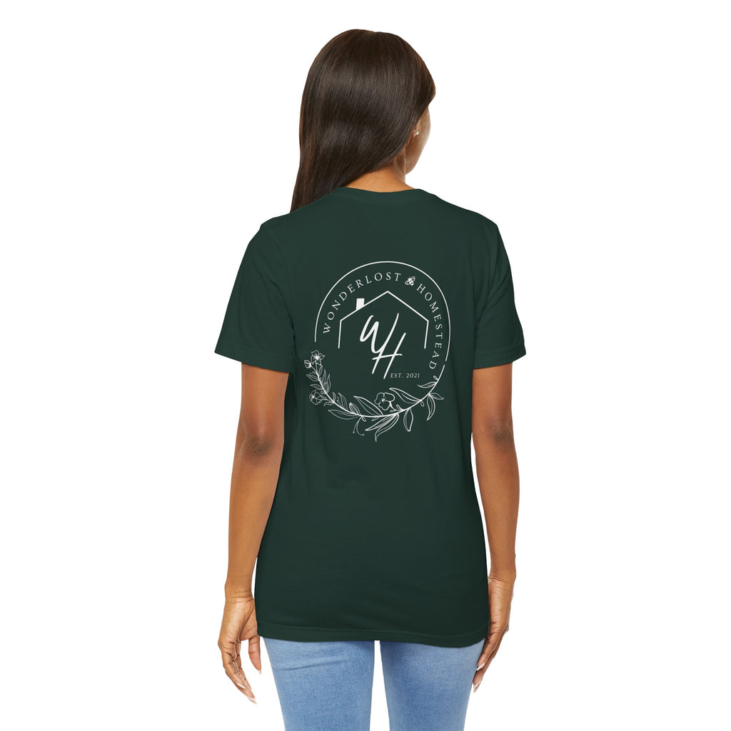 Unisex Short Sleeve T-Shirt, White Logo (Front/Back Designs)