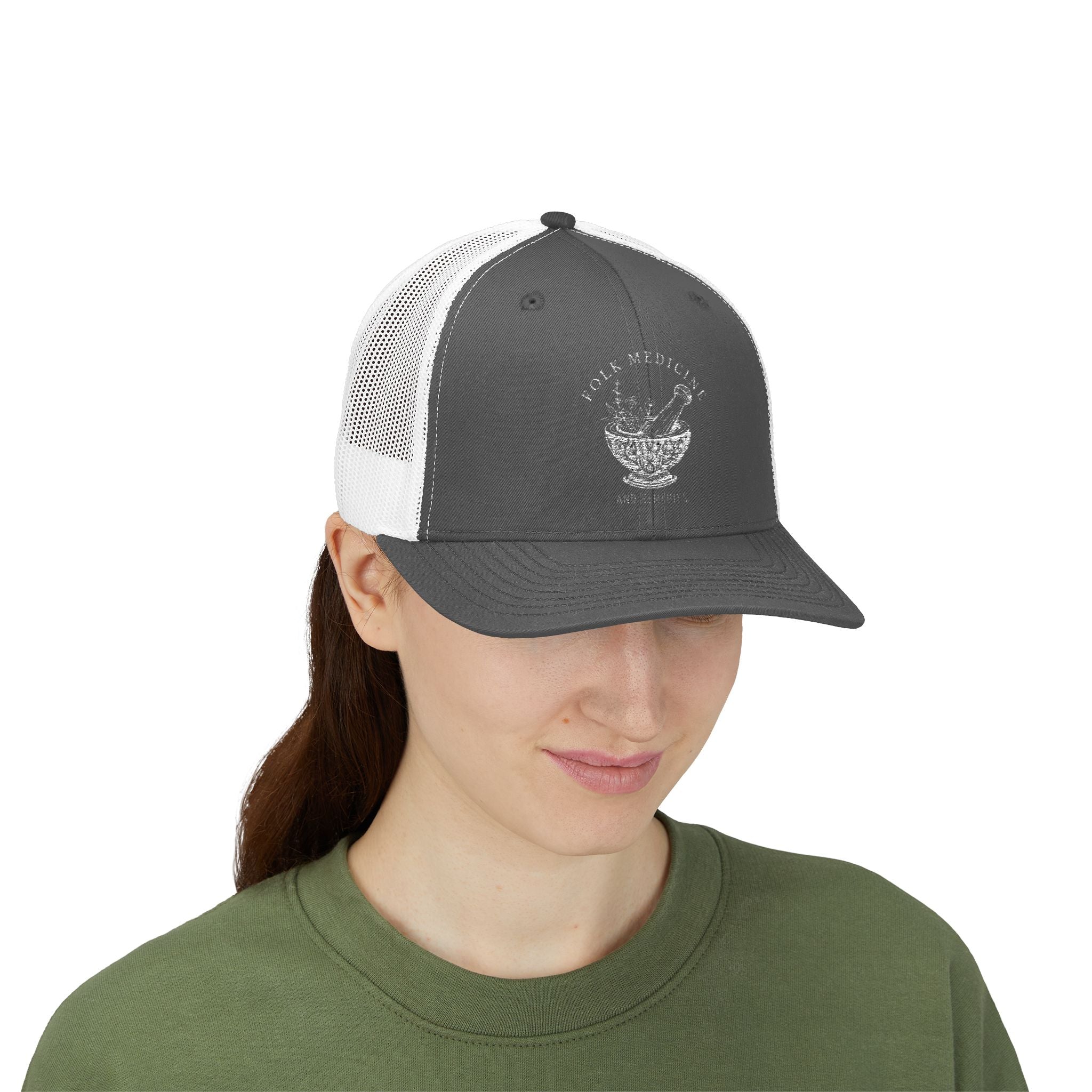 Snapback Trucker Cap, White Logo