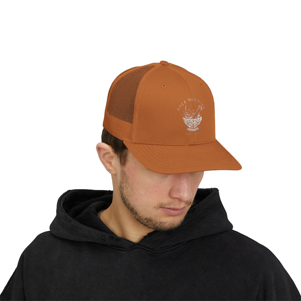 Snapback Trucker Cap, White Logo