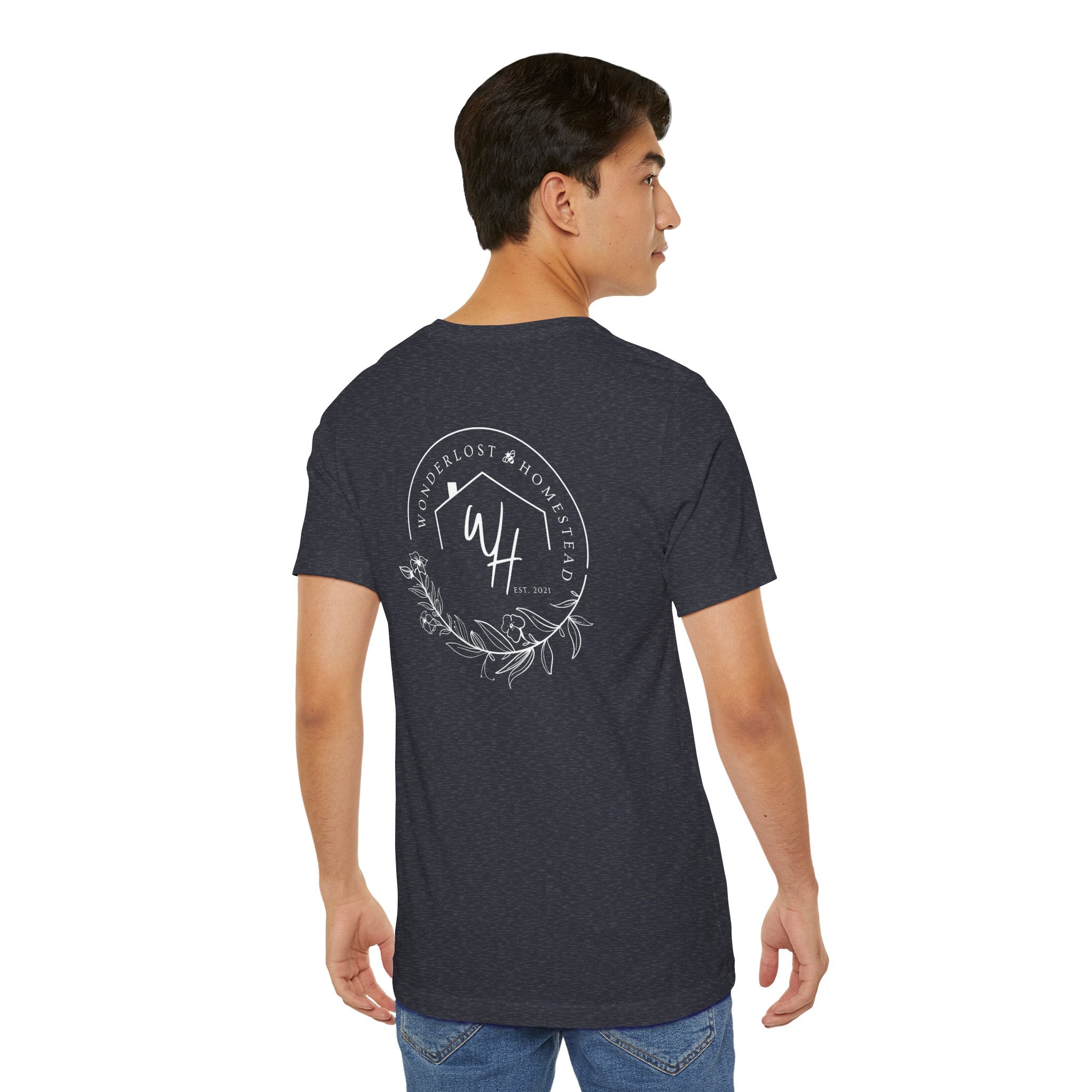 Unisex Short Sleeve T-Shirt, White Logo (Front/Back Designs)