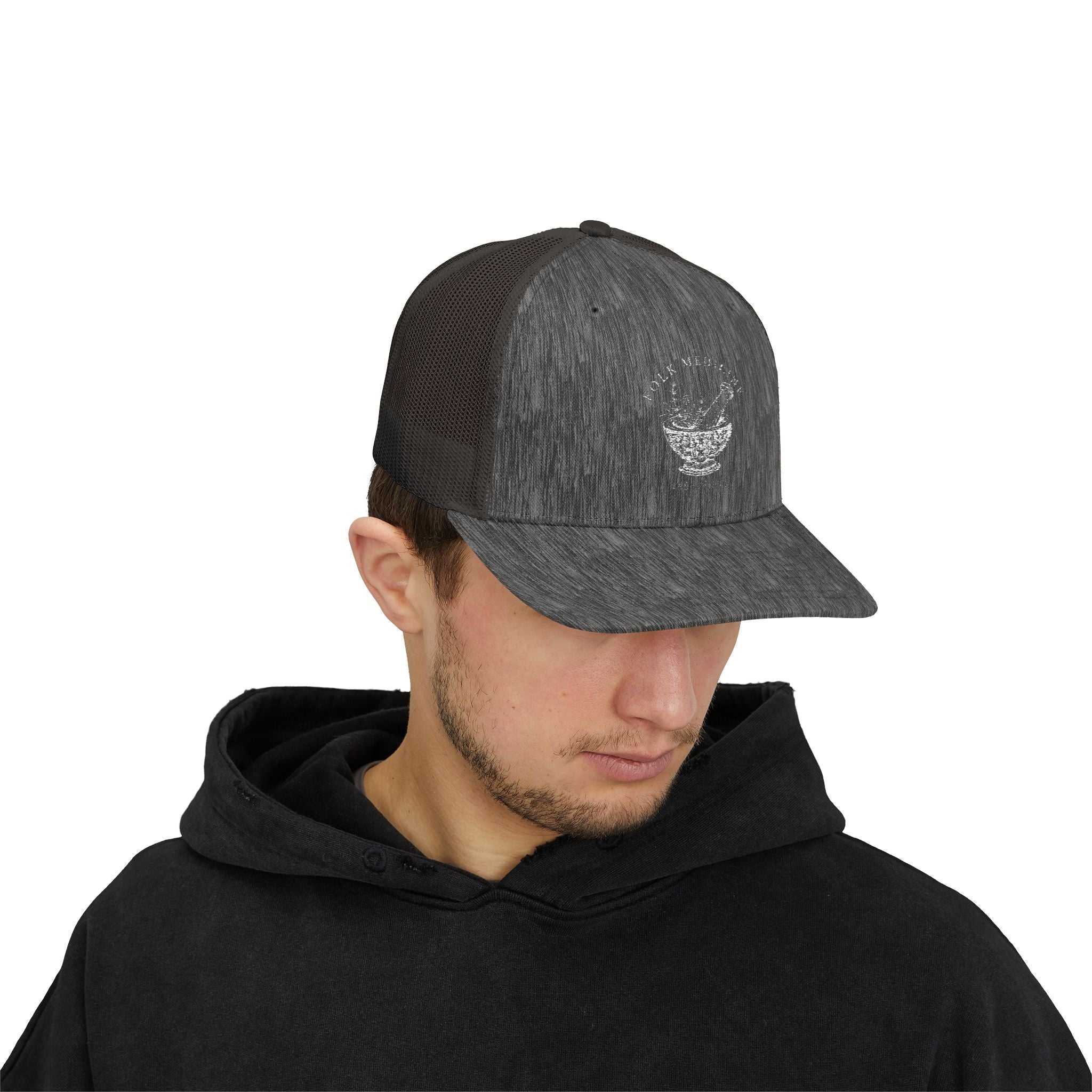 Snapback Trucker Cap, White Logo