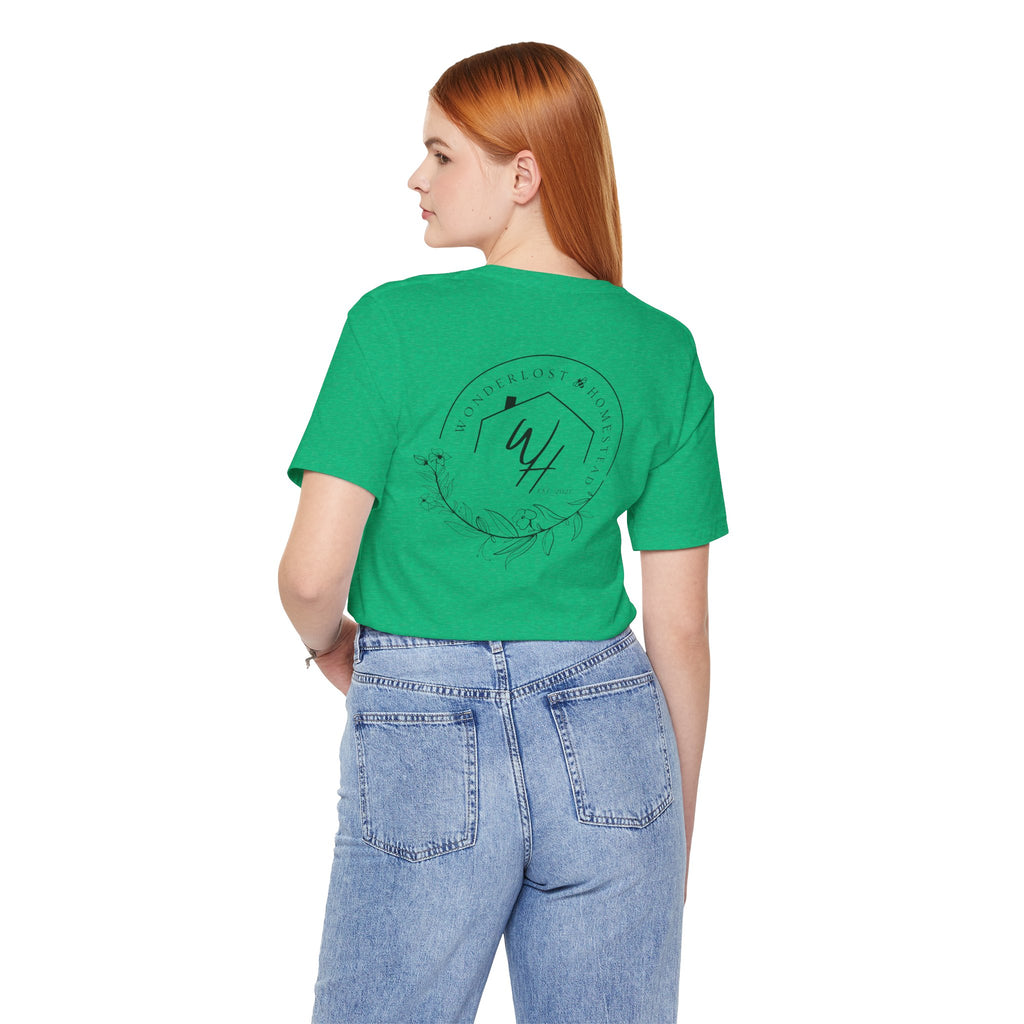 Unisex Short Sleeve T-Shirt, Black Logo (Front/Back Designs)