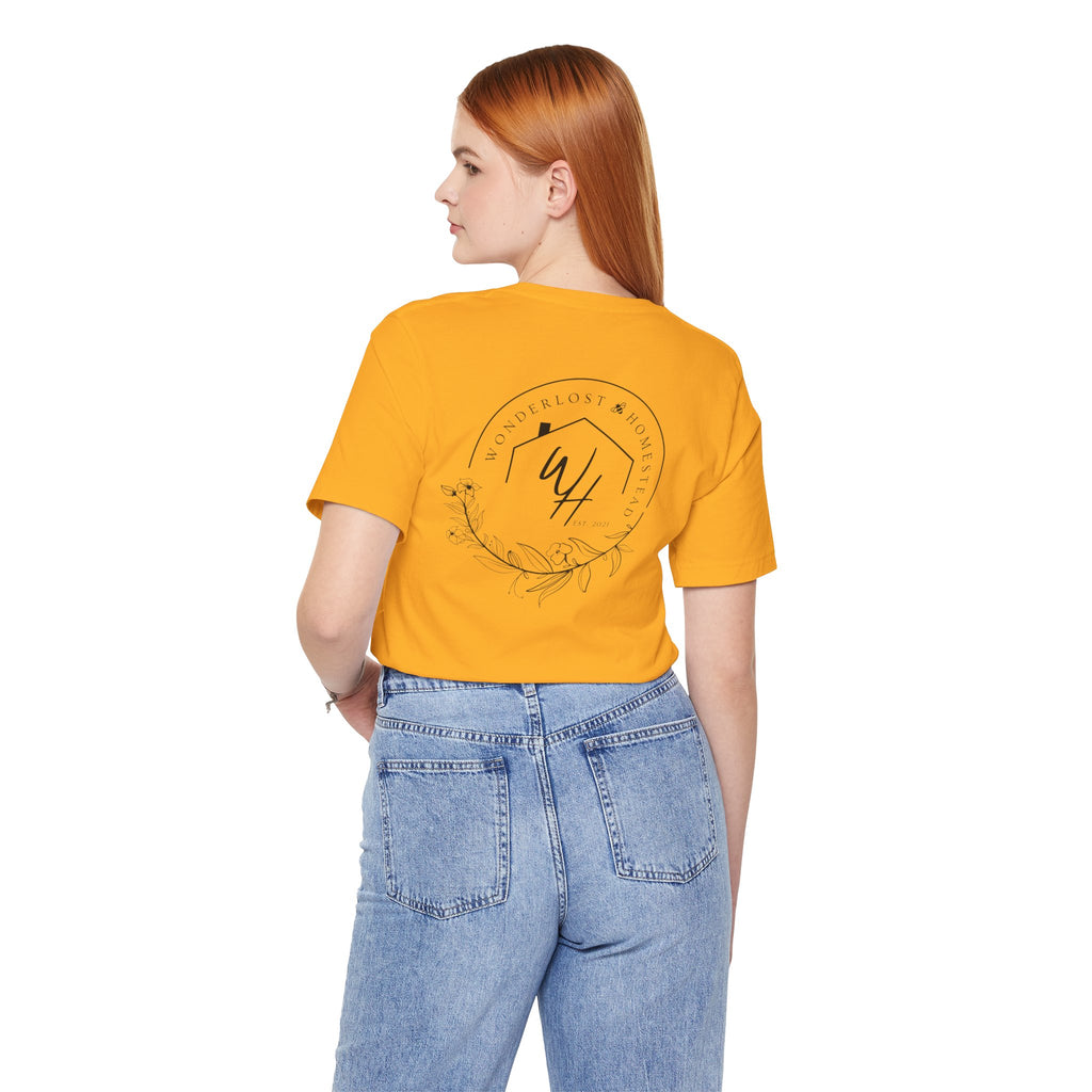 Unisex Short Sleeve T-Shirt, Black Logo (Front/Back Designs)