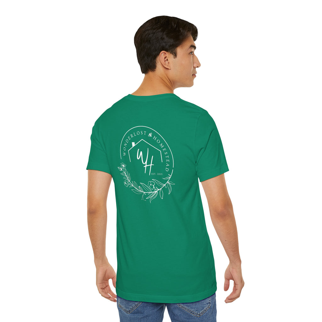 Unisex Short Sleeve T-Shirt, White Logo (Front/Back Designs)