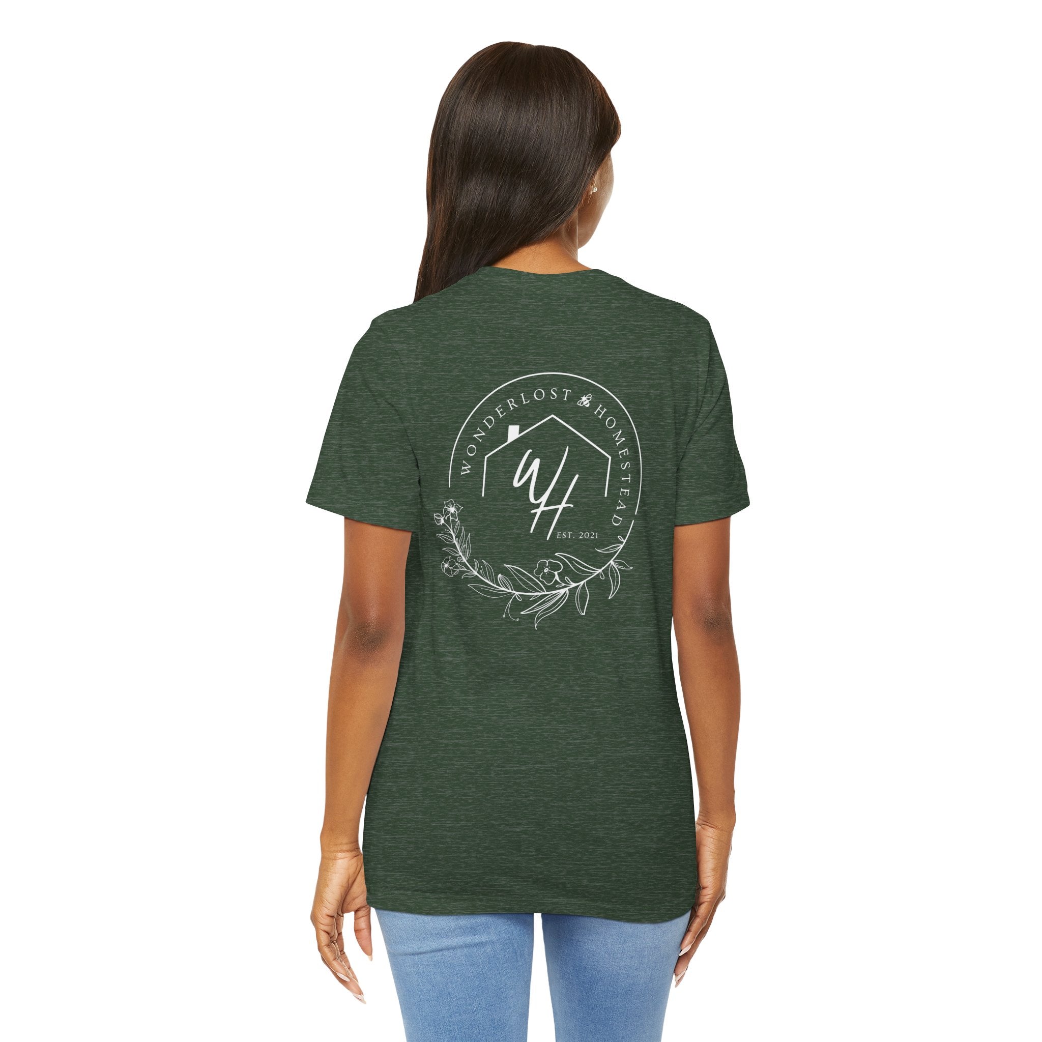 Unisex Short Sleeve T-Shirt, White Logo (Front/Back Designs)